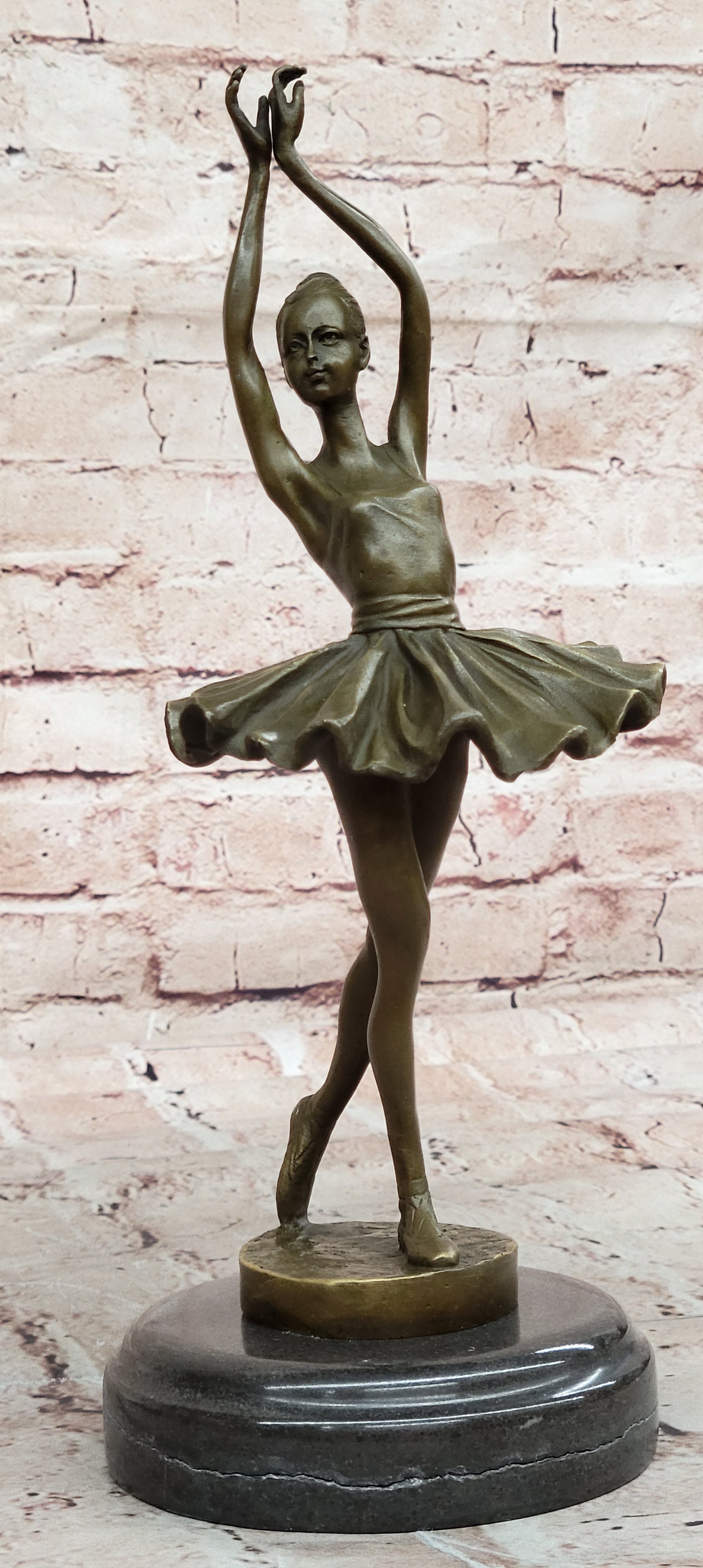 Prima Ballerina Bronze Sculpture Art Nouveau Deco Marble Base Figurine Statue