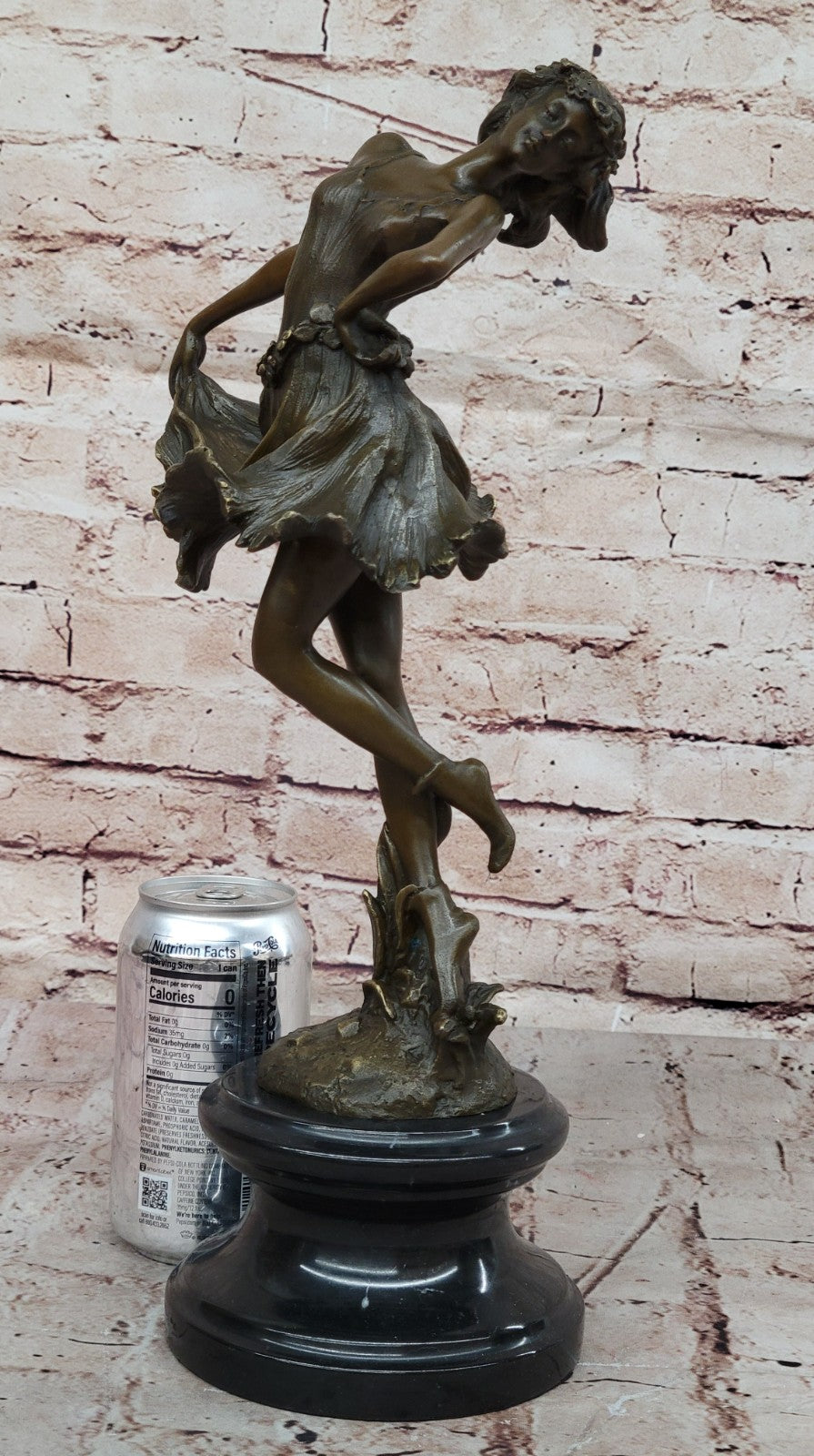 Original Lost Wax Bronze Sculpture Nude Female Sexy Girl Statue Figure Deco