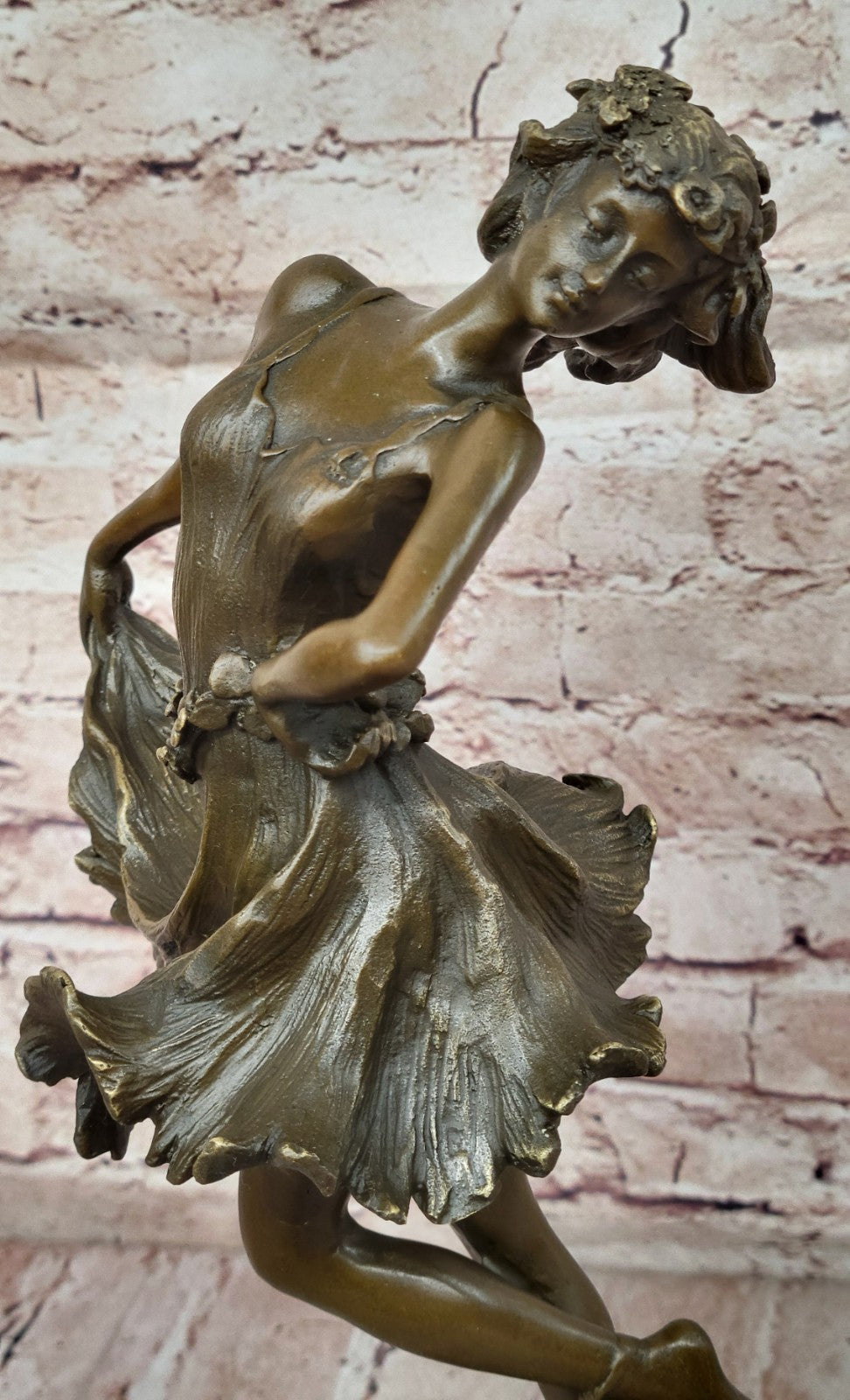 Original Lost Wax Bronze Sculpture Nude Female Sexy Girl Statue Figure Deco