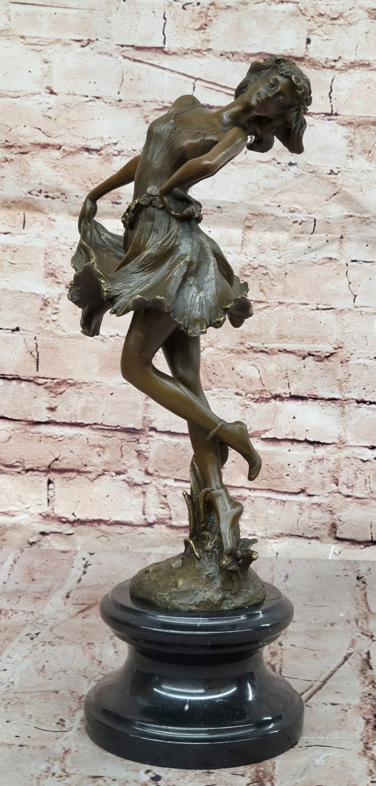 Original Lost Wax Bronze Sculpture Nude Female Sexy Girl Statue Figure Deco