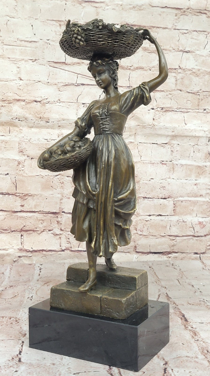 Handmade SIGNED Cesaro SEXY GIRL AUTOMNE FRENCH BRONZE FIGURE ART 15.5" TALL