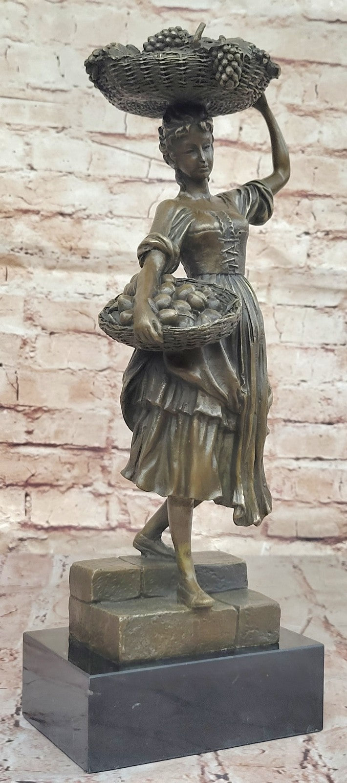 Handmade SIGNED Cesaro SEXY GIRL AUTOMNE FRENCH BRONZE FIGURE ART 15.5" TALL