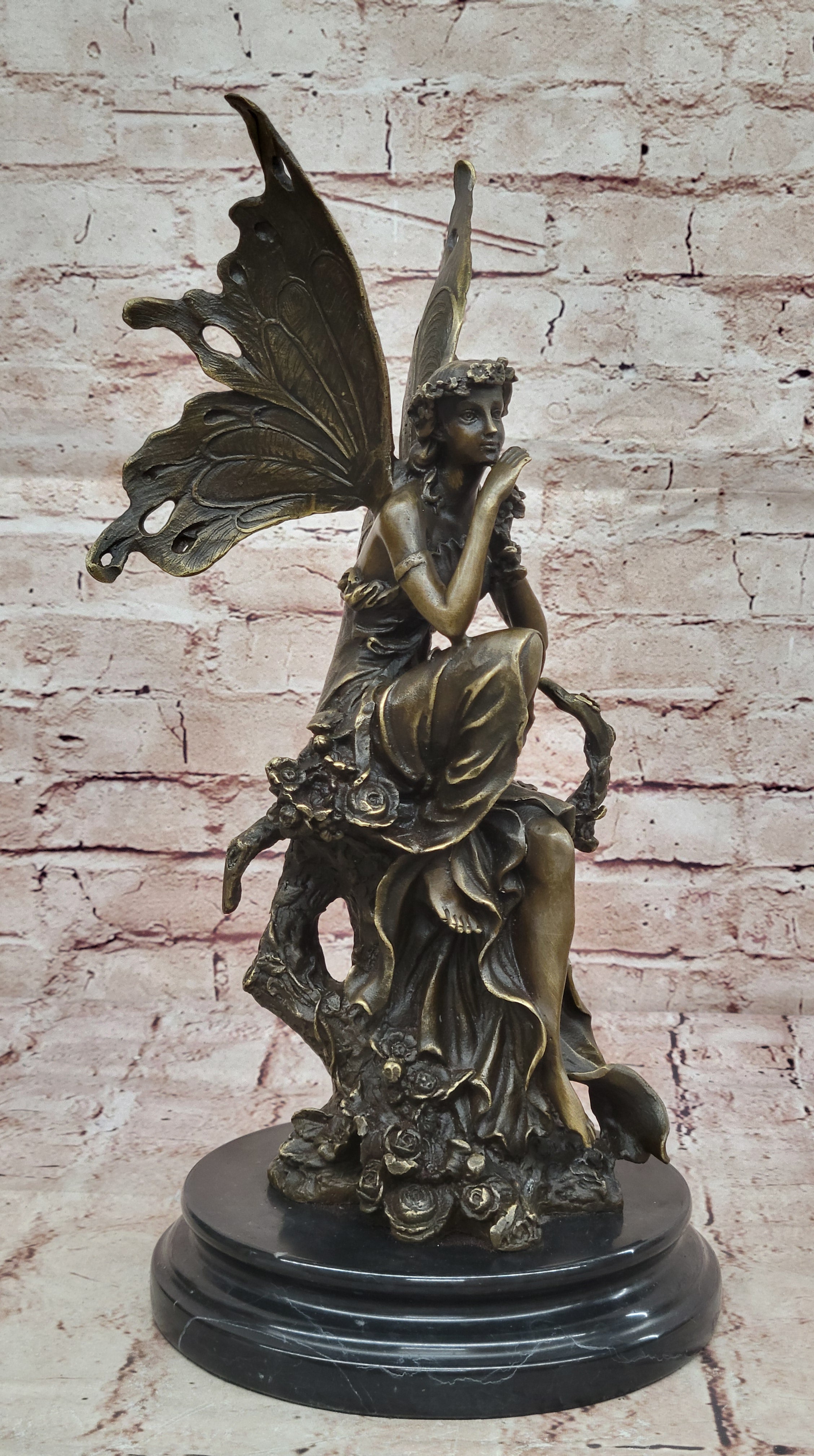 Art Deco Hot Cast fairy Museum Quality Bronze Sculpture Statue Figurine Decor