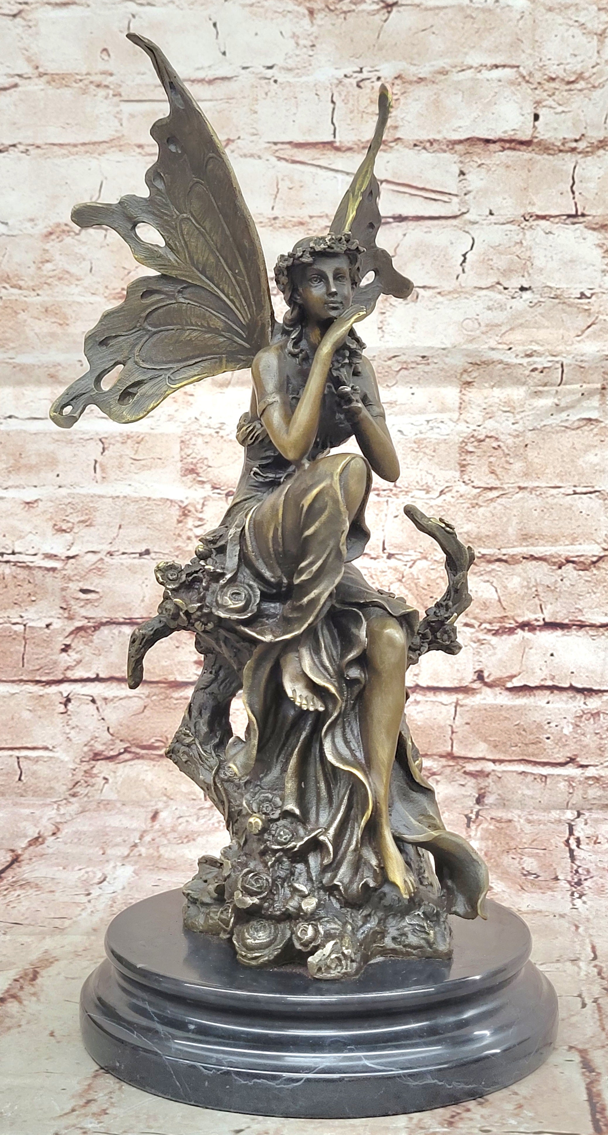Art Deco Hot Cast fairy Museum Quality Bronze Sculpture Statue Figurine Decor