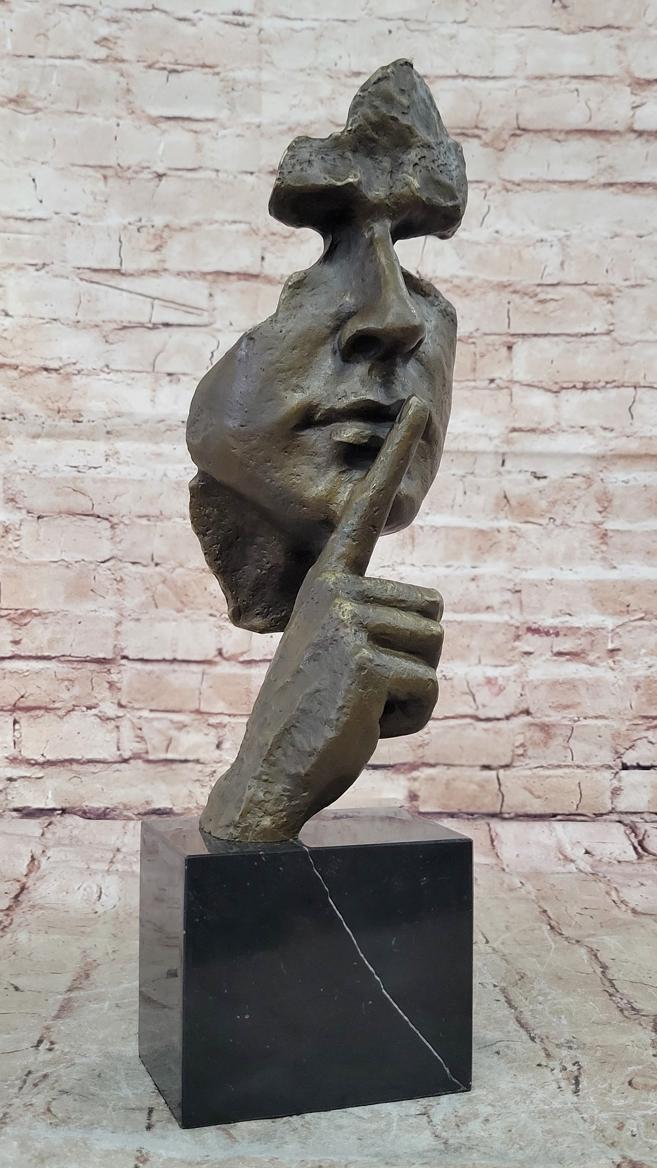 Bronze Sculpture Statue Silence Abstract Figure Inspired by Salvador Dali Artwork