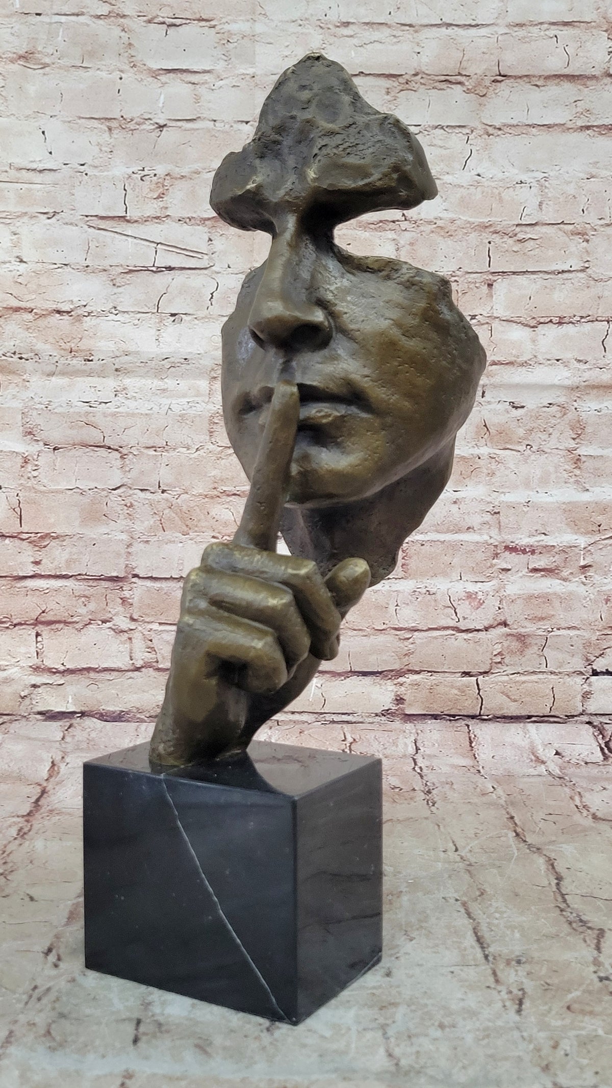 Bronze Sculpture Statue Silence Abstract Figure Inspired by Salvador Dali Artwork
