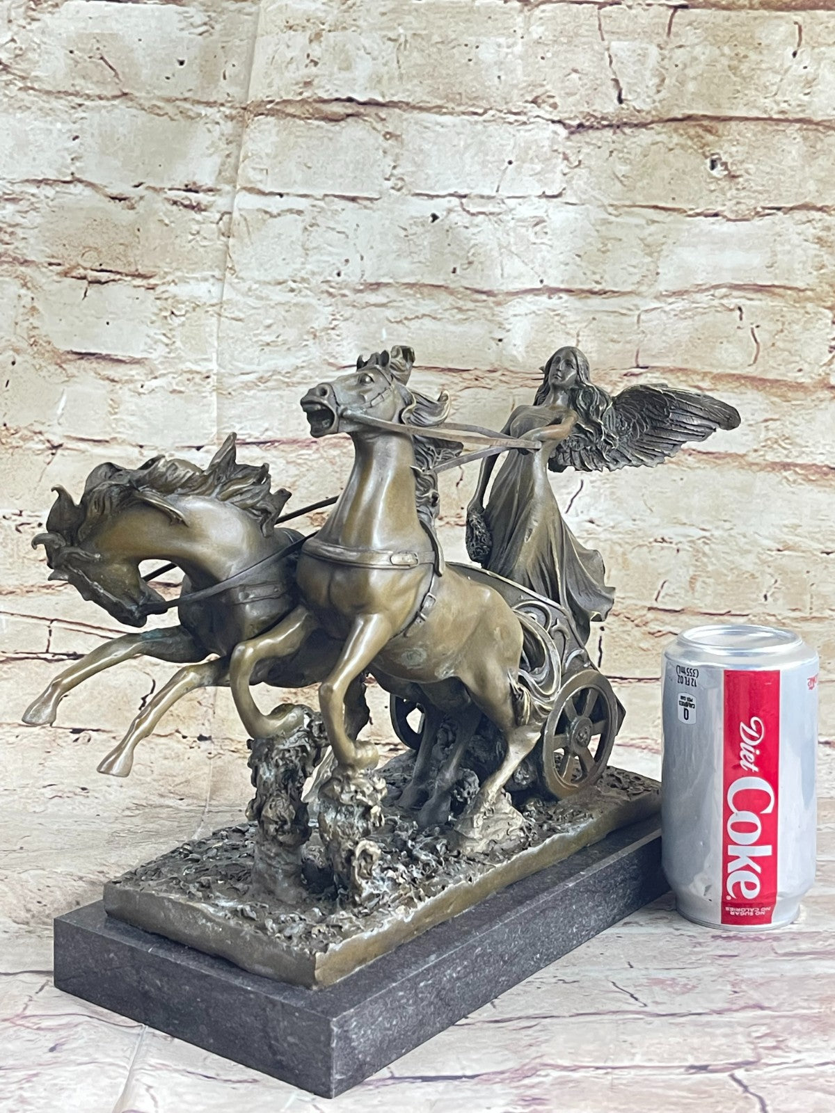 Ancient Roman Warrior Chariot Sculpture in Greek Mythology Solid Bronze Modern Decorative