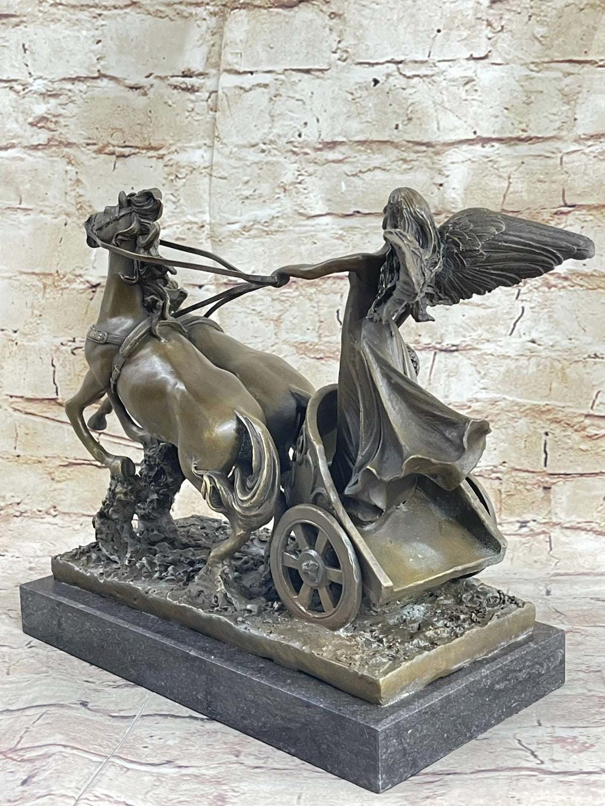 Ancient Roman Warrior Chariot Sculpture in Greek Mythology Solid Bronze Modern Decorative