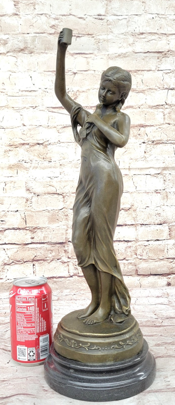 Handcrafted bronze sculpture SALE Nouve Art Patoue Posing Cautiously Lady Young