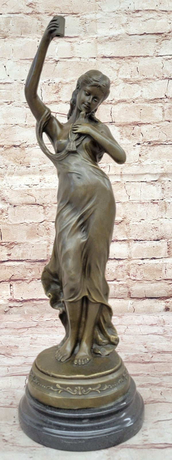 Handcrafted bronze sculpture SALE Nouve Art Patoue Posing Cautiously Lady Young