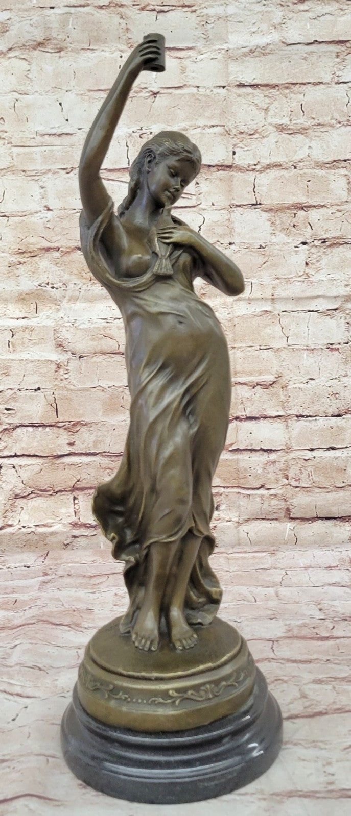 Handcrafted bronze sculpture SALE Nouve Art Patoue Posing Cautiously Lady Young