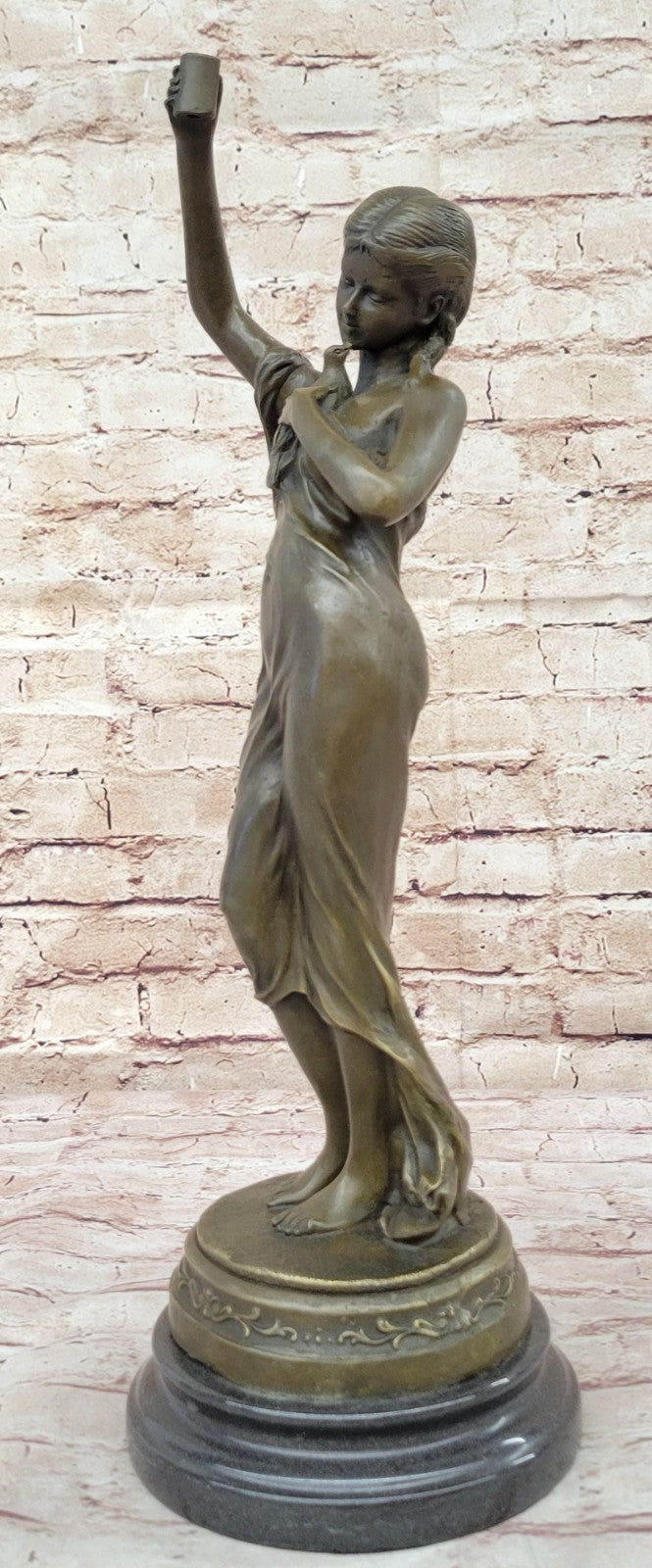 Handcrafted bronze sculpture SALE Nouve Art Patoue Posing Cautiously Lady Young
