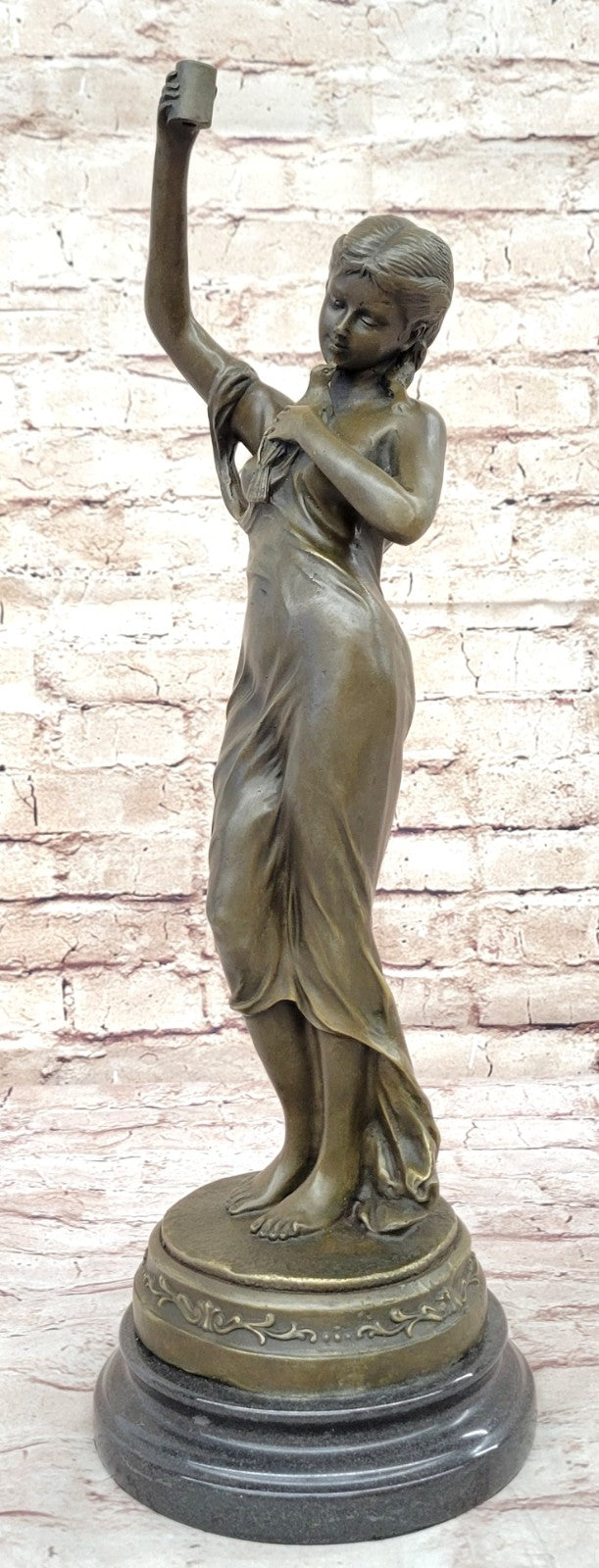 Handcrafted bronze sculpture SALE Nouve Art Patoue Posing Cautiously Lady Young