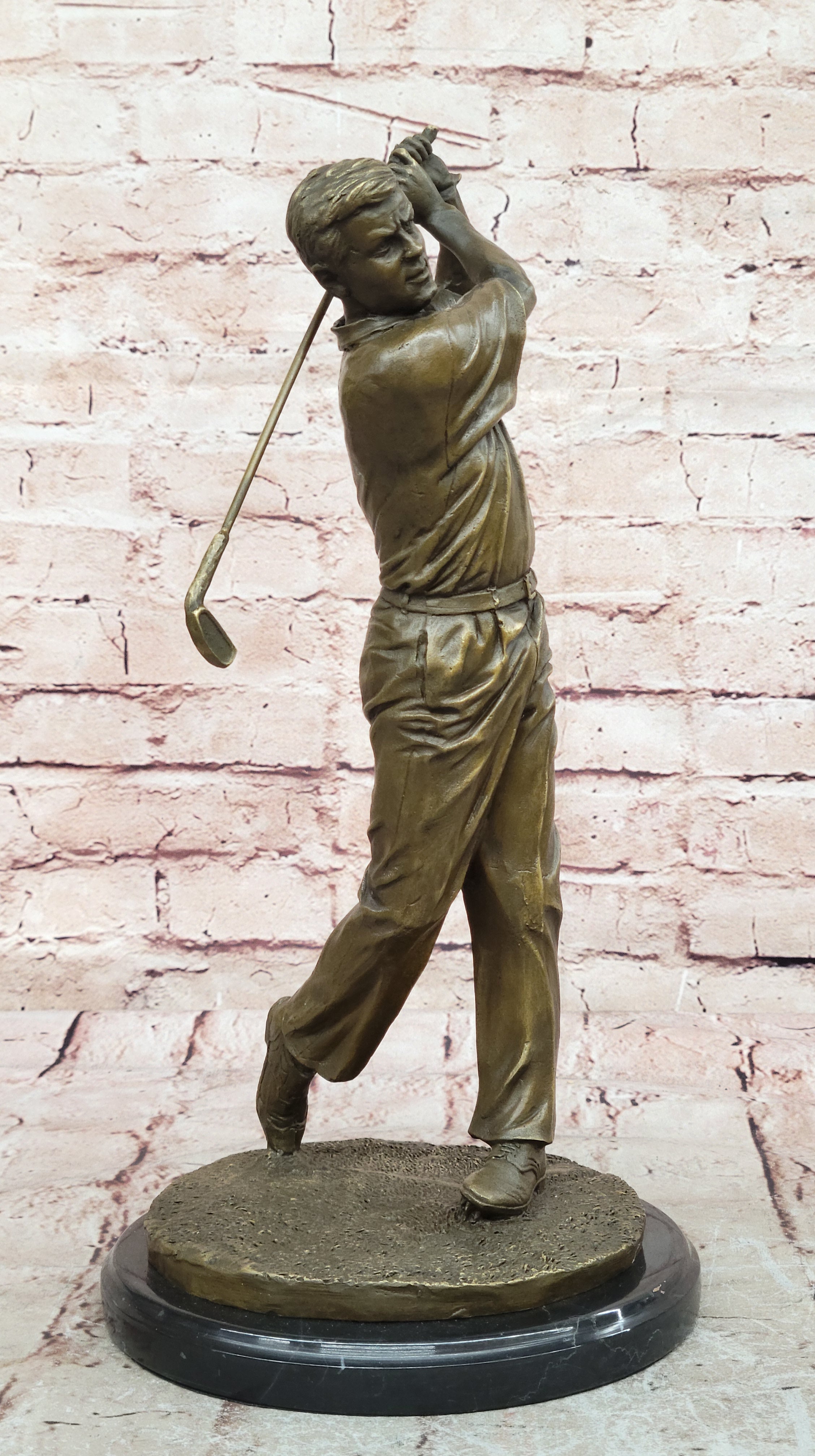 Bobby Jones Classic Golfer Art Bronze Marble Statue Golf Club Pro Shop Sculpture