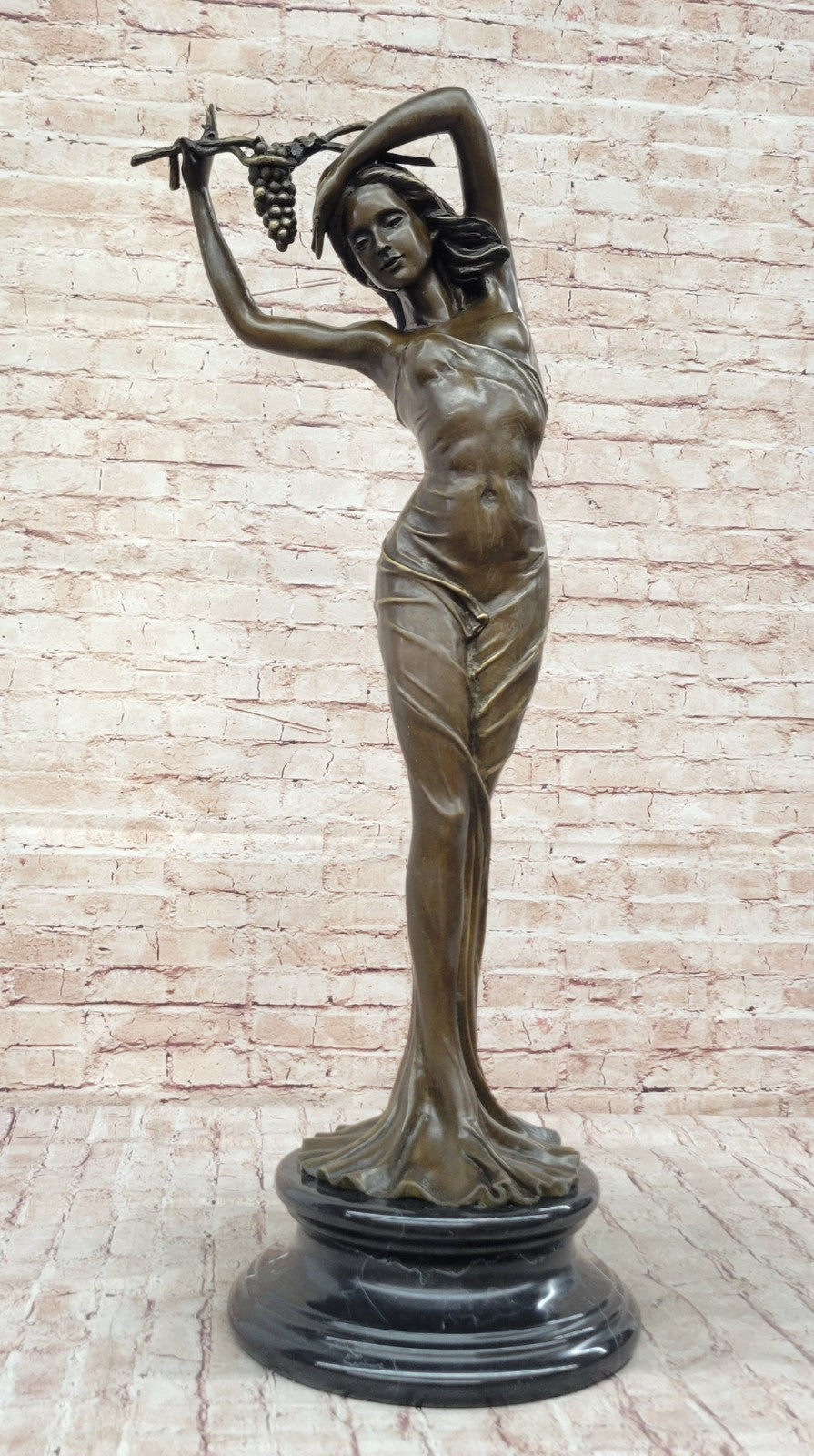 Bronze Sculpture Art Nouveau Deco Lady Statue 33" Tall Sculpture Marble Figurine