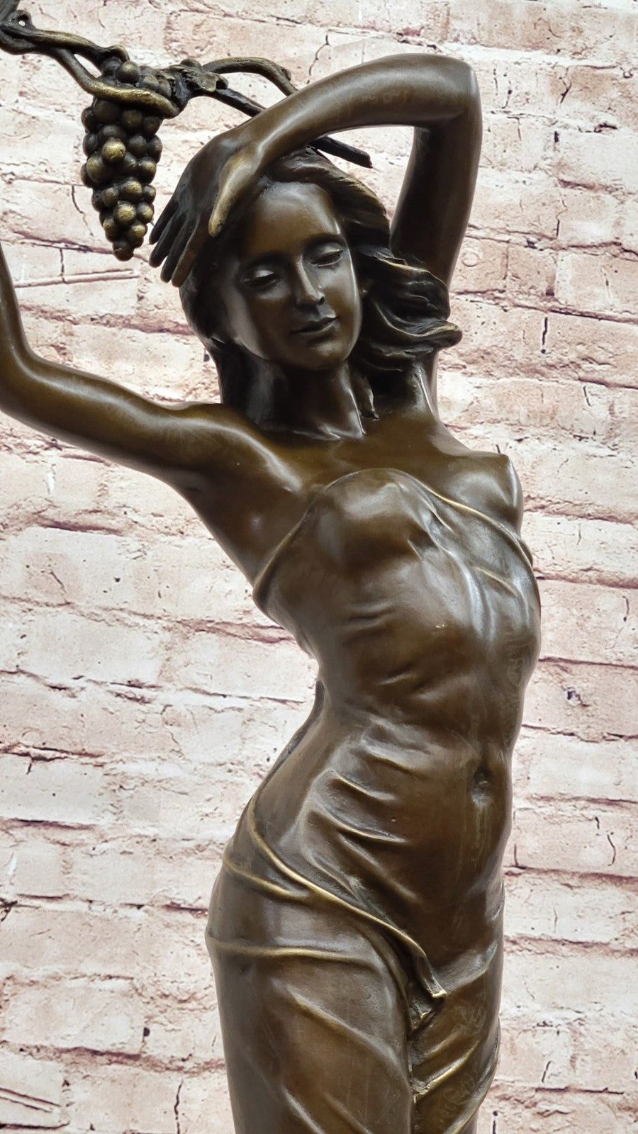 Bronze Sculpture Art Nouveau Deco Lady Statue 33" Tall Sculpture Marble Figurine