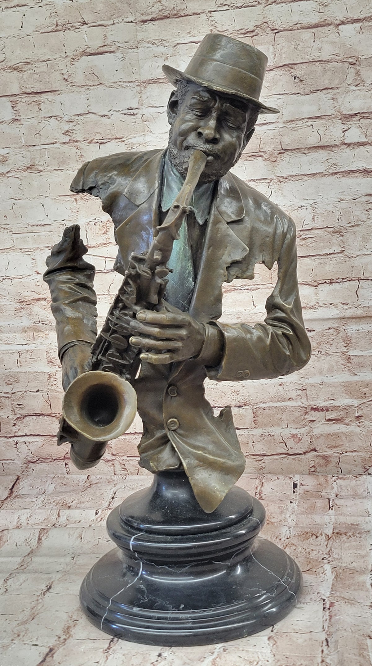 Bronze Brass Trumpet Trombone Saxophone Jazz Band Horn Players Figurines VTG