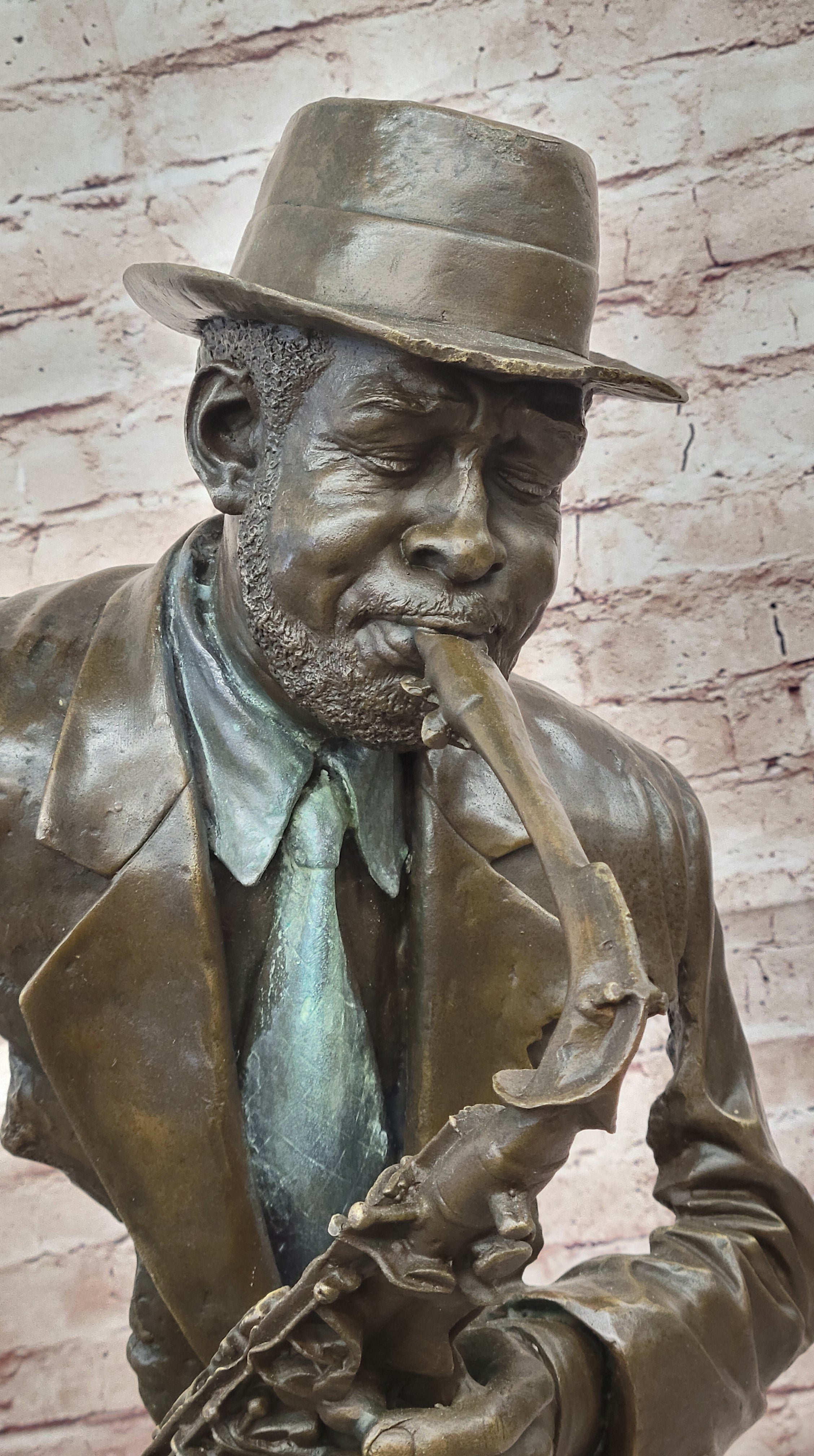 Bronze Brass Trumpet Trombone Saxophone Jazz Band Horn Players Figurines VTG