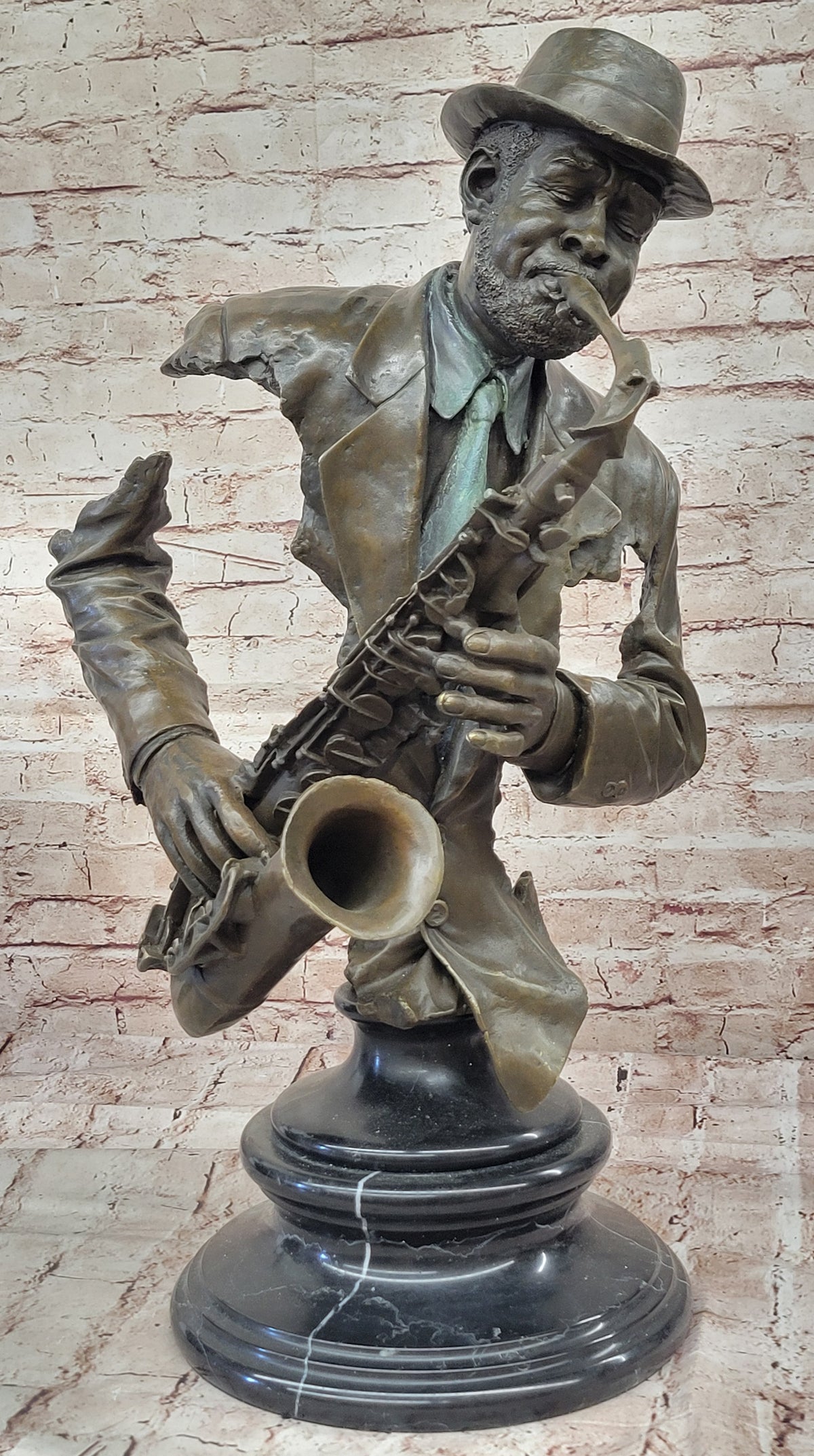 Bronze Brass Trumpet Trombone Saxophone Jazz Band Horn Players Figurines VTG