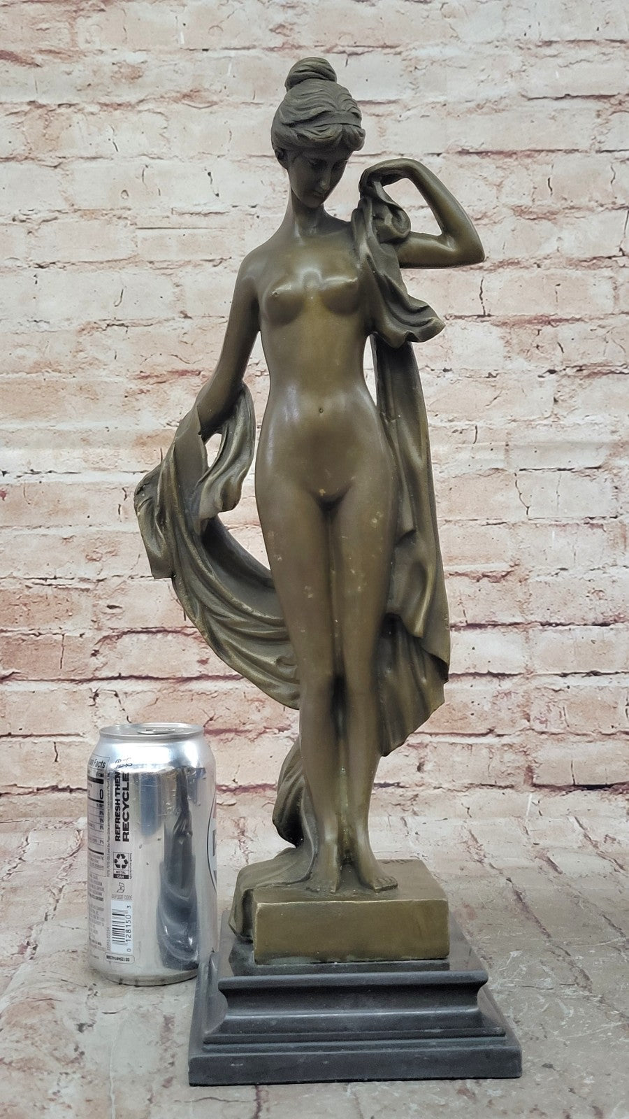 Nude Young Woman Female Elegant Bronze Marble Statue Bookend Book End Gift