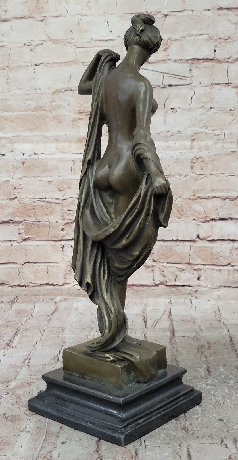 Nude Young Woman Female Elegant Bronze Marble Statue Bookend Book End Gift