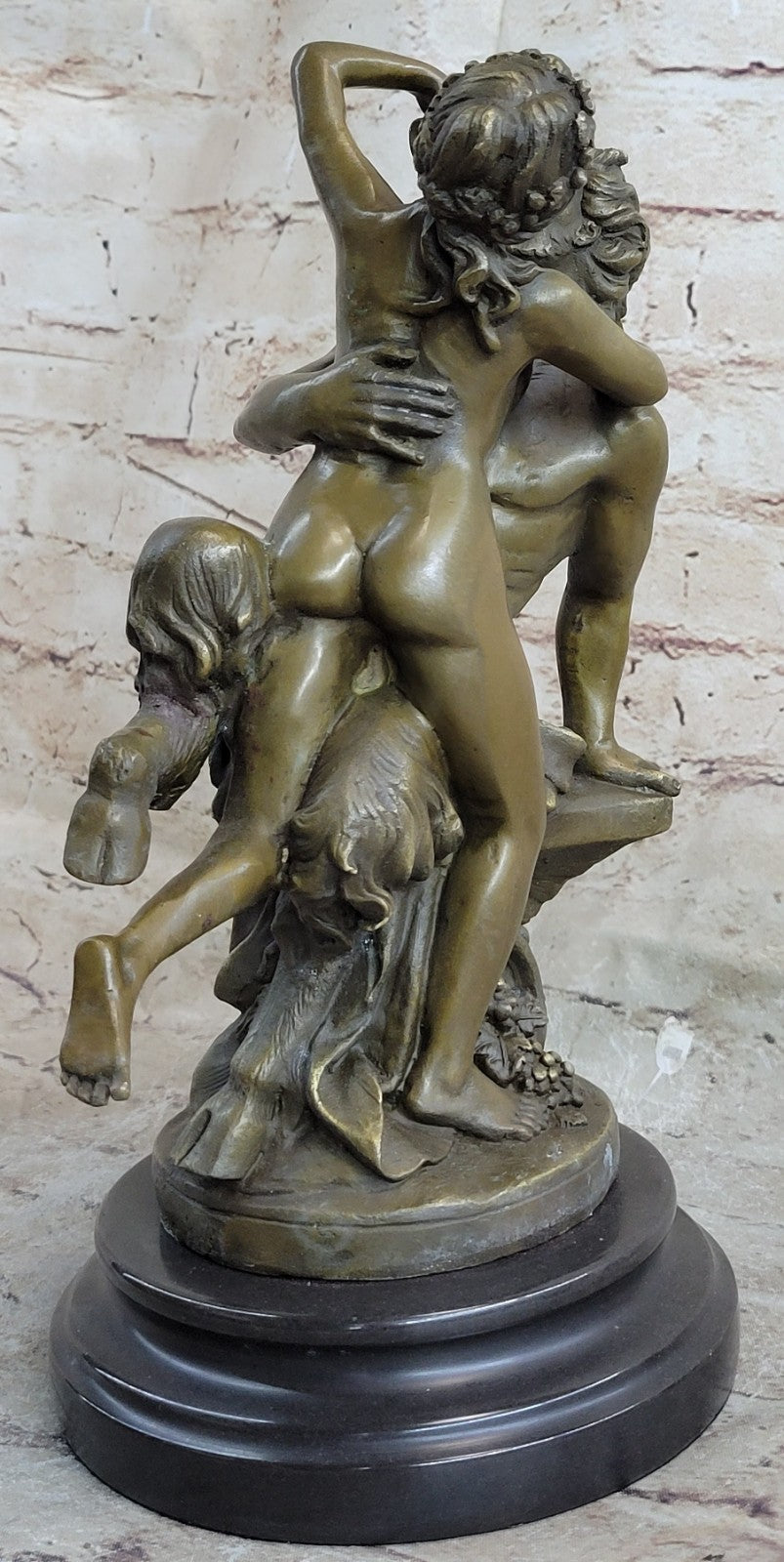 Bronze Sculpture Original Milo Nude Nymph and Satyr Mythical Hot Cast Figure Art