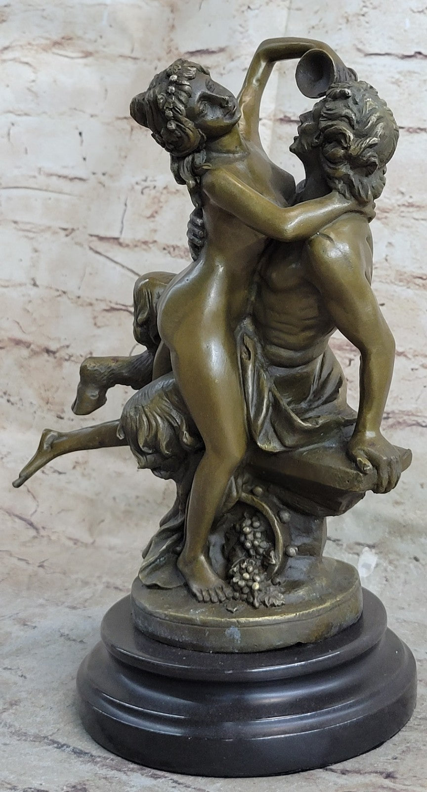 Bronze Sculpture Original Milo Nude Nymph and Satyr Mythical Hot Cast Figure Art