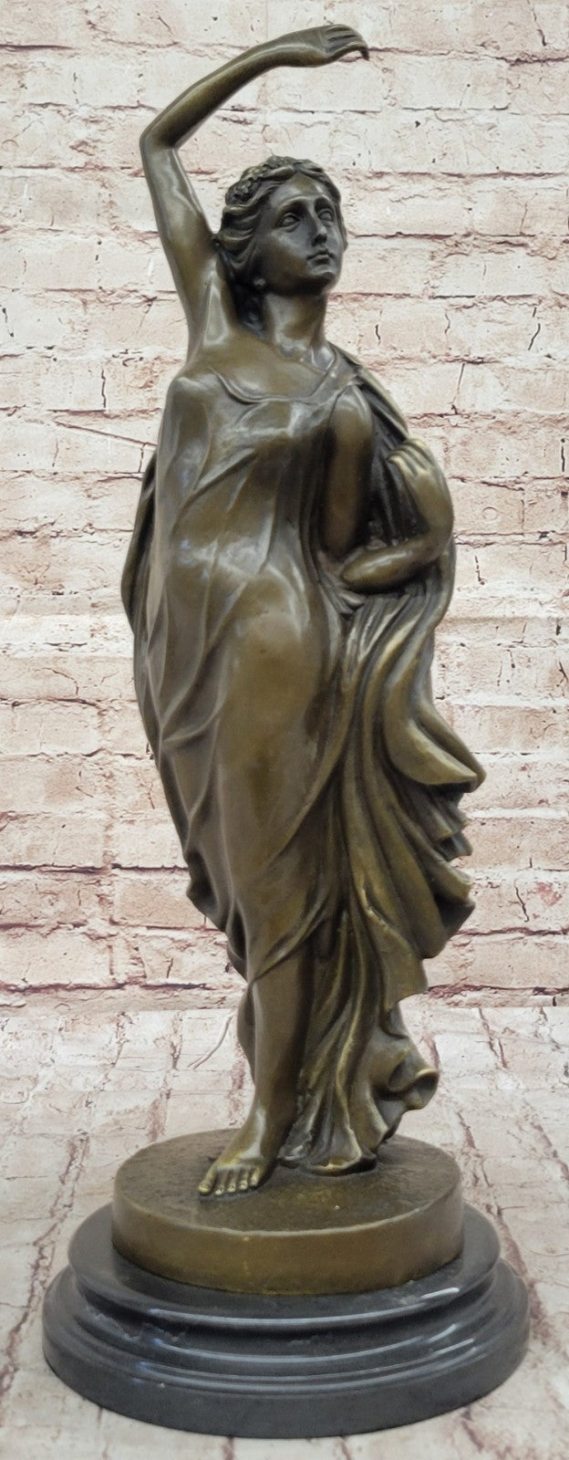 French Artist Canova`s Tempting Maiden: Large Bronze Sculpture Art Nouveau