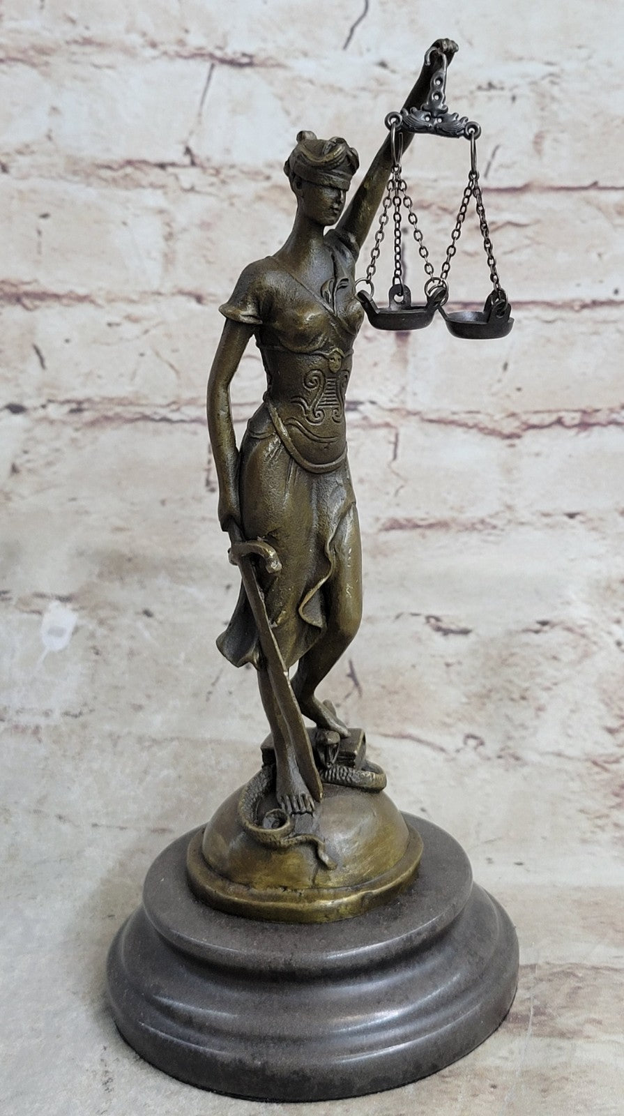 SIGNED MAYER LARGE BLIND JUSTICE LAWYER COURT HOT CAST REAL BRONZE SCULPTURE ART