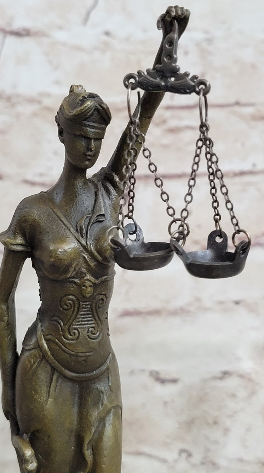 SIGNED MAYER LARGE BLIND JUSTICE LAWYER COURT HOT CAST REAL BRONZE SCULPTURE ART