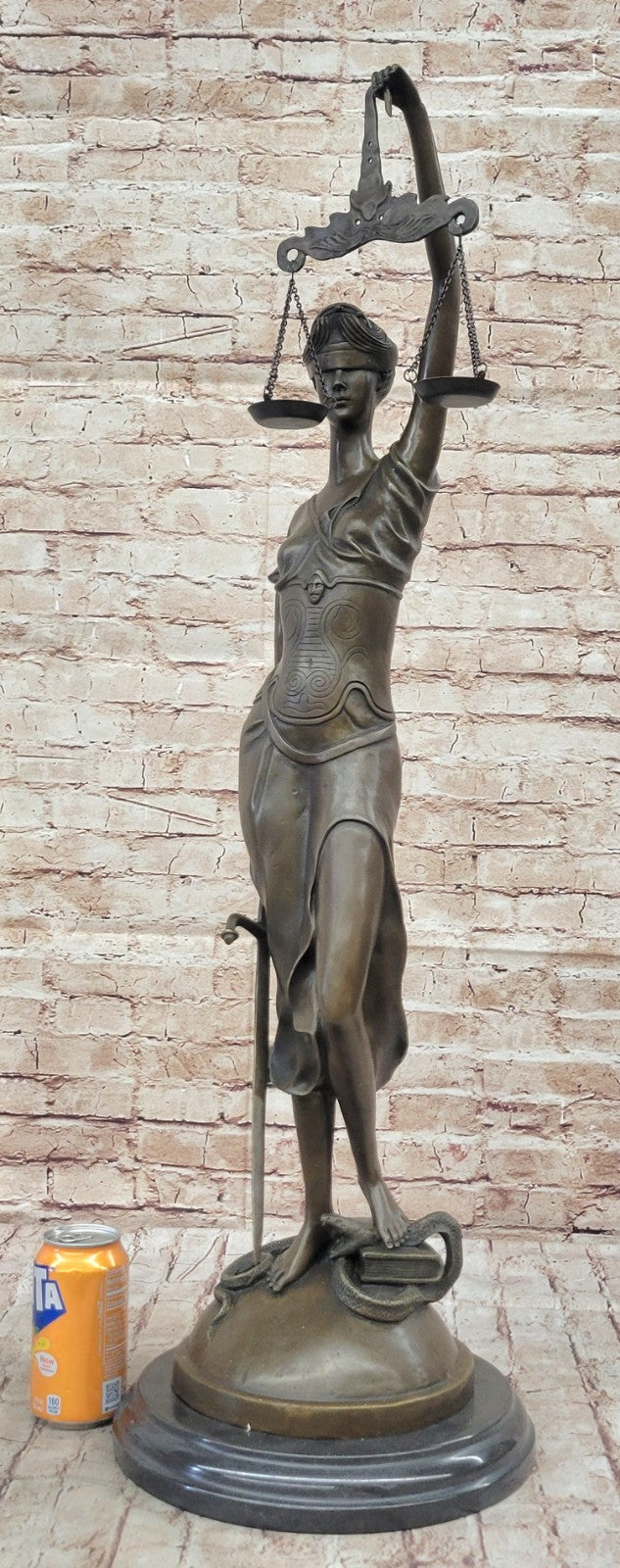 Bronze Hand-crafted Art Sculpture GODDESS Blind Lady Justice Law OFFICE Statue