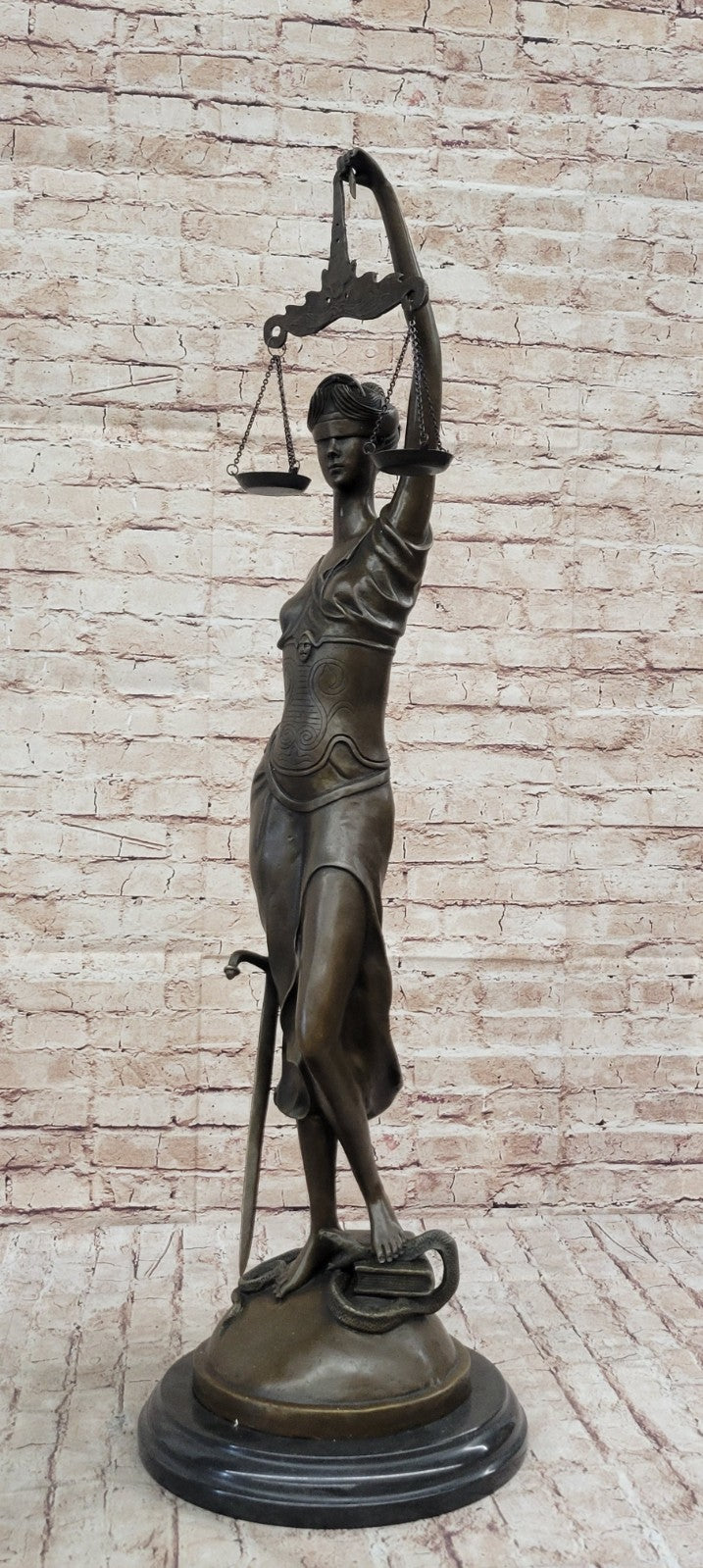 Bronze Hand-crafted Art Sculpture GODDESS Blind Lady Justice Law OFFICE Statue