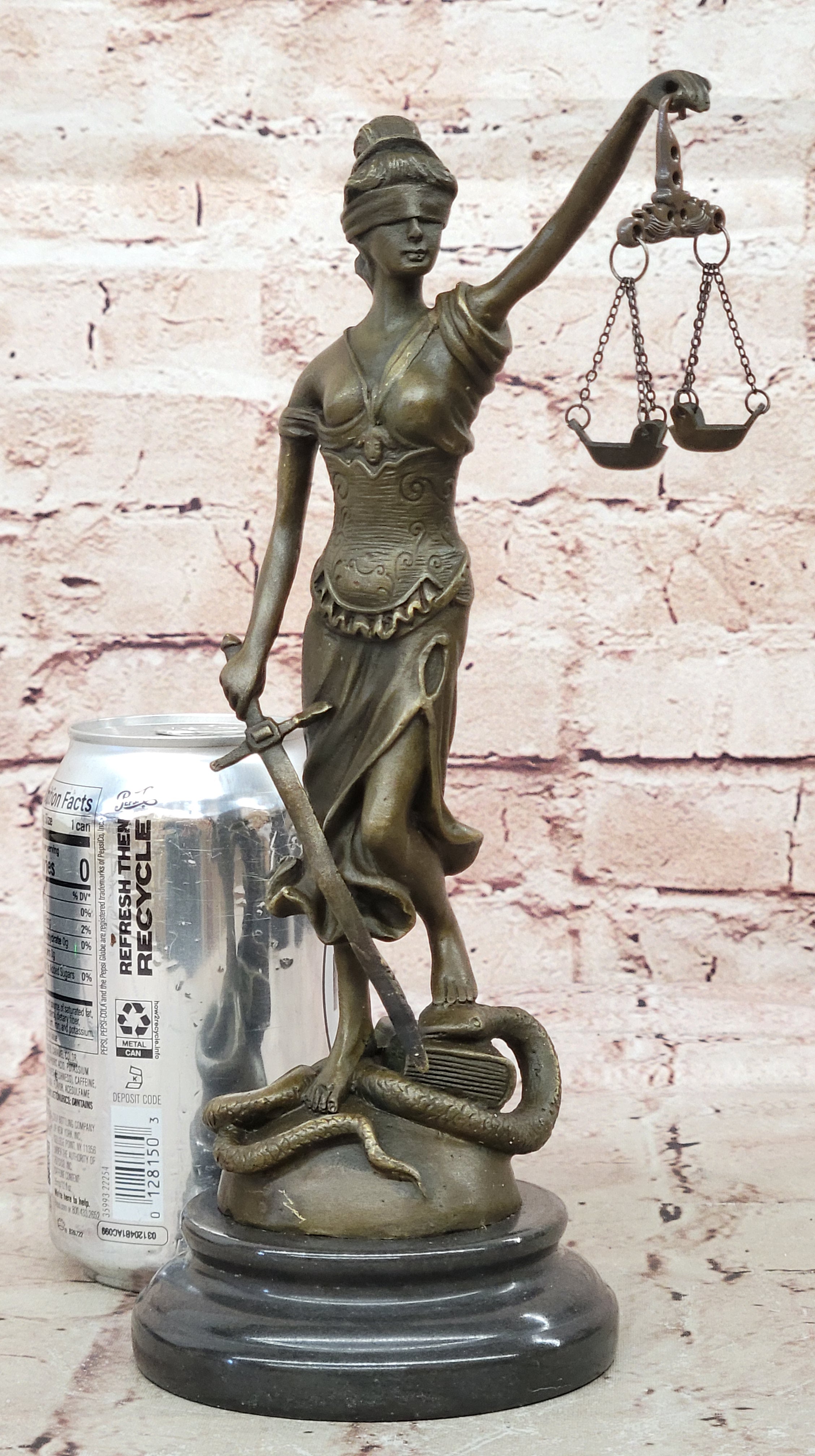 Nude Signed by Mayor Lawyer Gift blind Justice Bronze Sculpture Marble Figure