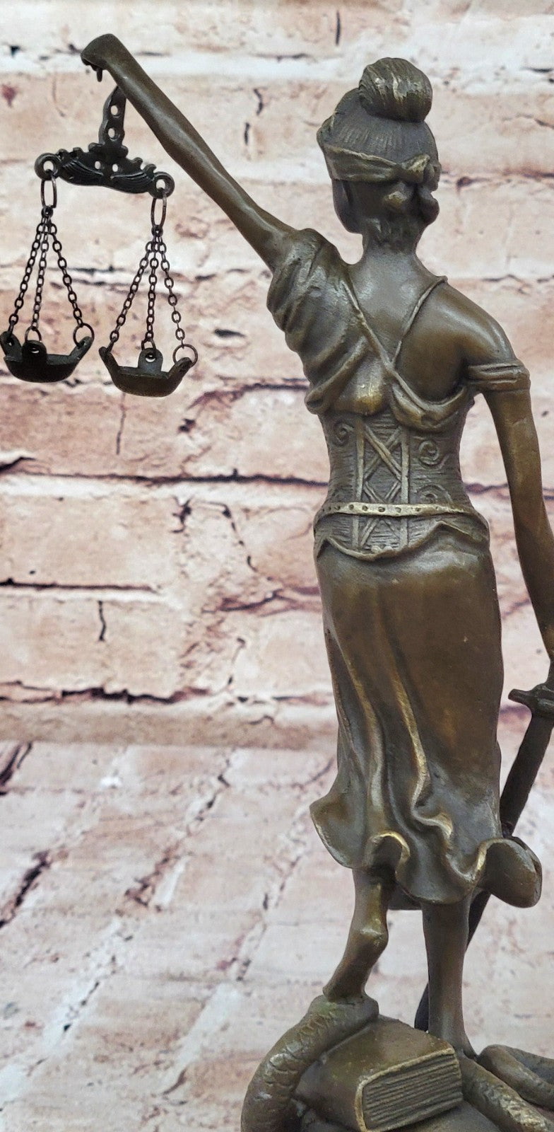 Nude Signed by Mayor Lawyer Gift blind Justice Bronze Sculpture Marble Figure