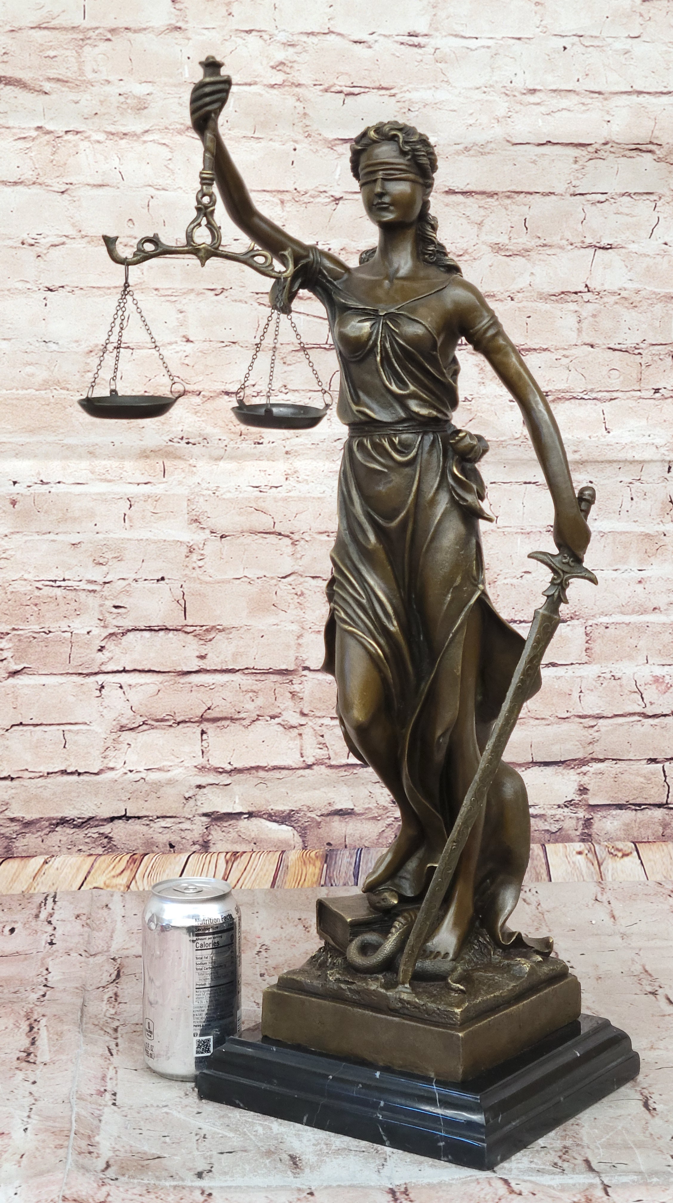 Bronze Sculpture Statue Blind Lady Justice Scales Law Lawyer Attorney Office NR