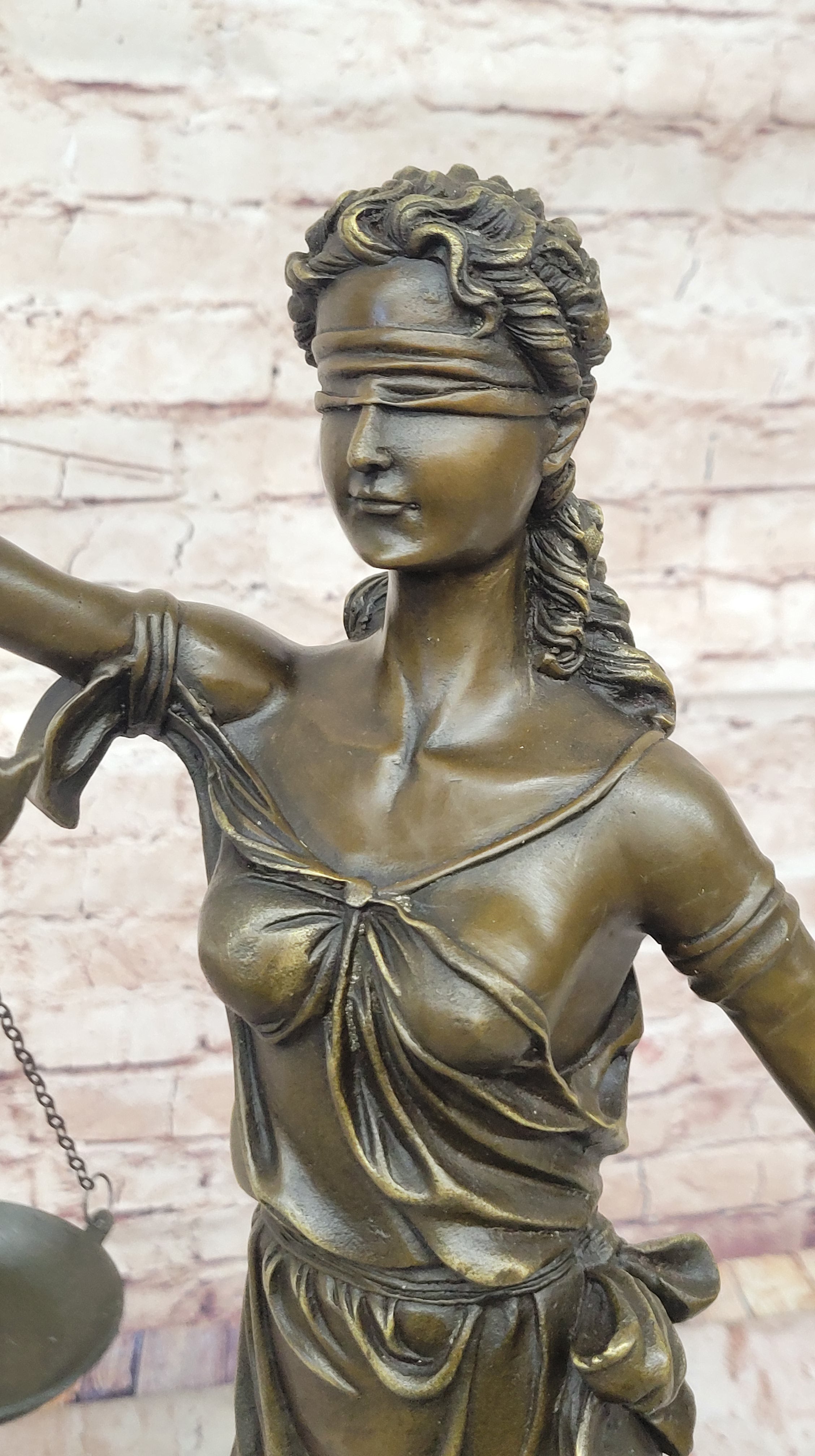 Bronze Sculpture Statue Blind Lady Justice Scales Law Lawyer Attorney Office NR
