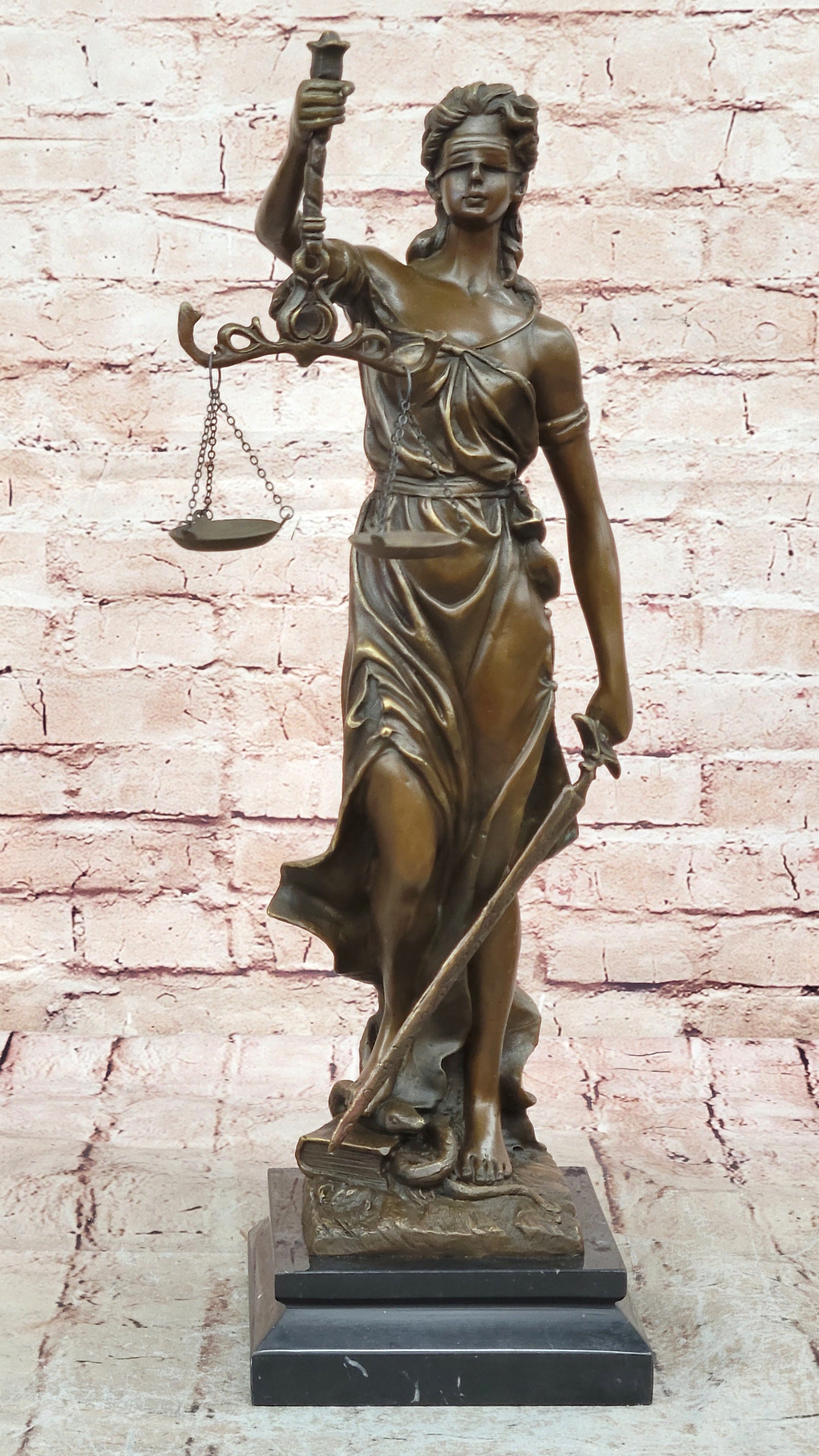 20.5" Desk Top Large Blind Justice Graduation Gift for Lawyer Bronze Sculpture S