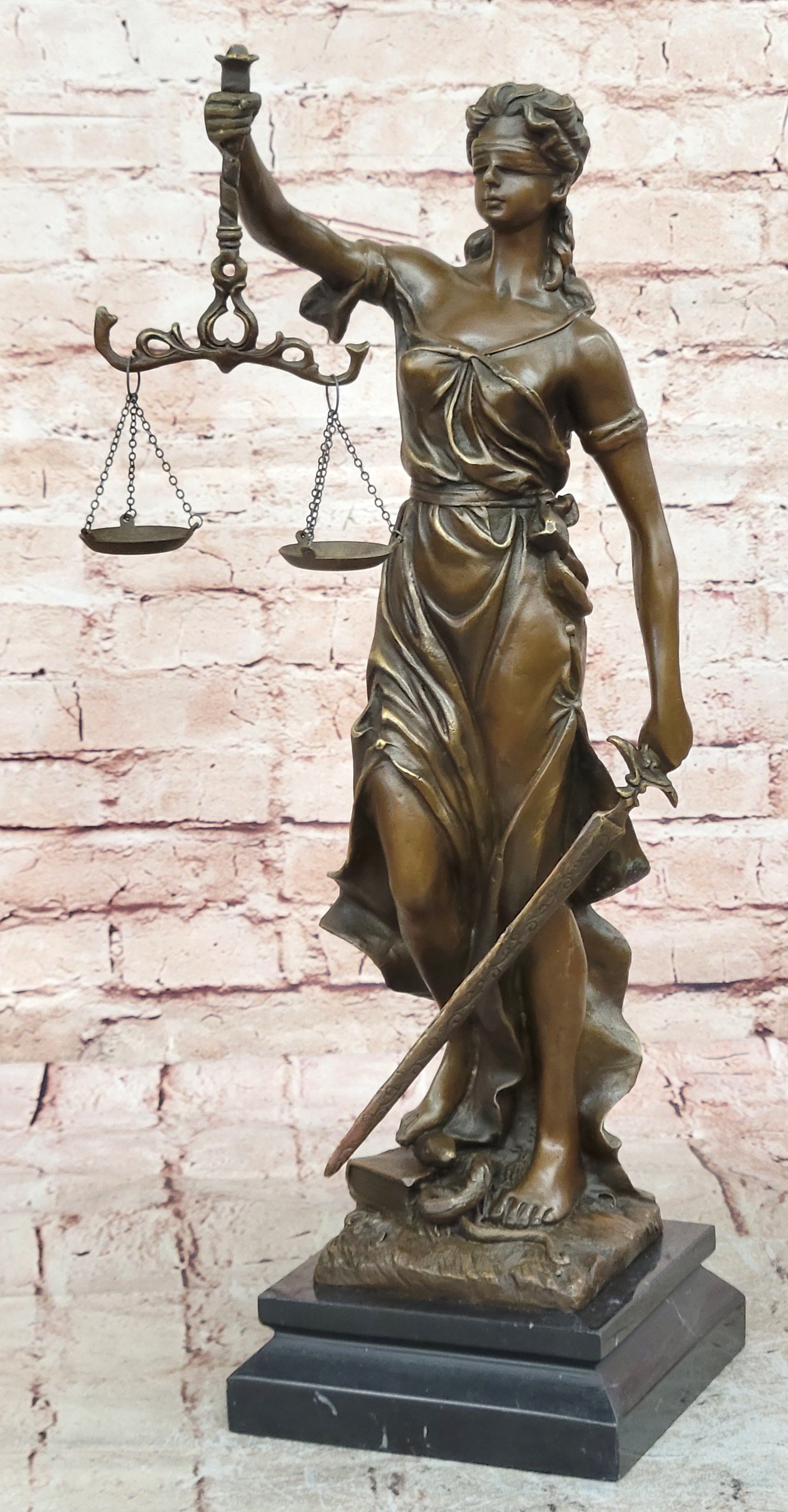 20.5" Desk Top Large Blind Justice Graduation Gift for Lawyer Bronze Sculpture S