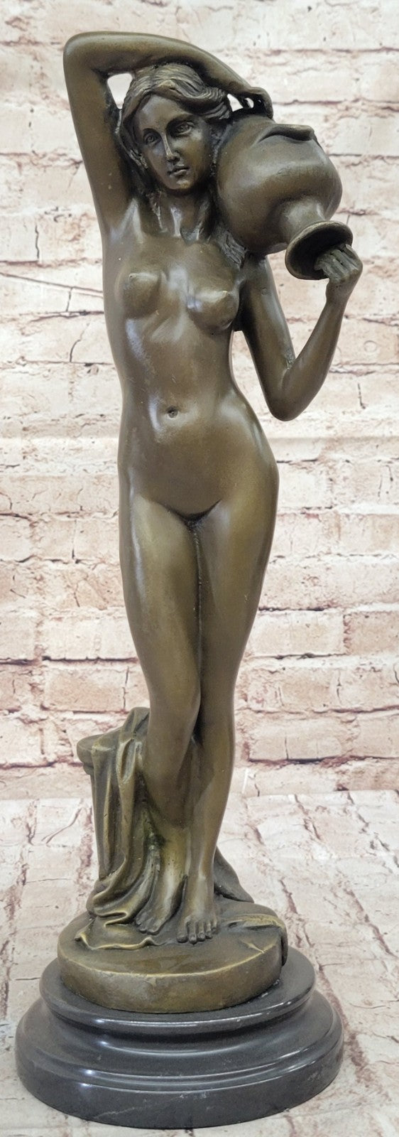 Art Deco Nouveau Nymph Woman Girl Signed Bronze Sculpture Statue Figure Nude