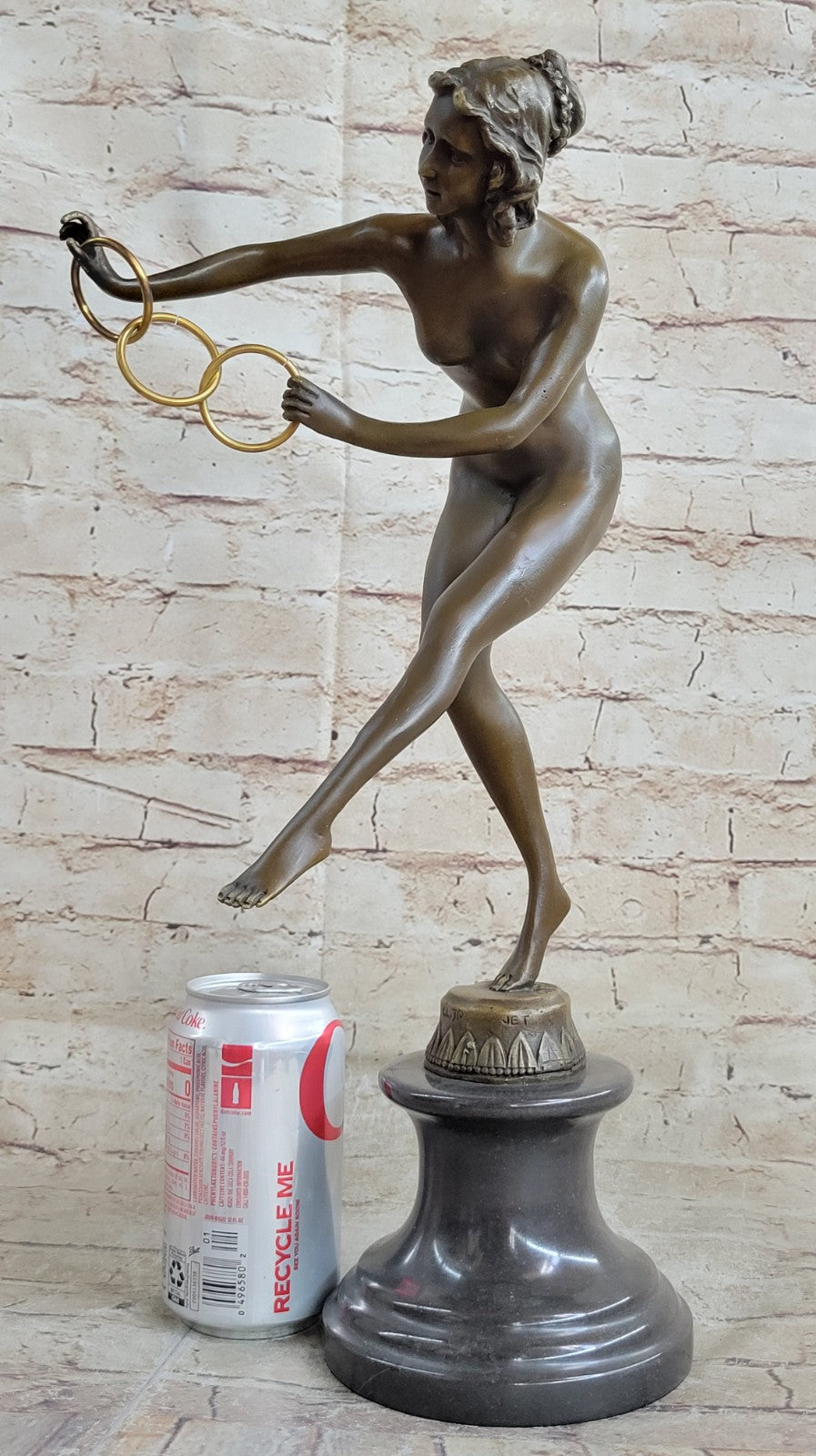 Nude Girl Erotic Athletic Sensual Elegant Bronze Marble Statue Classical Figure