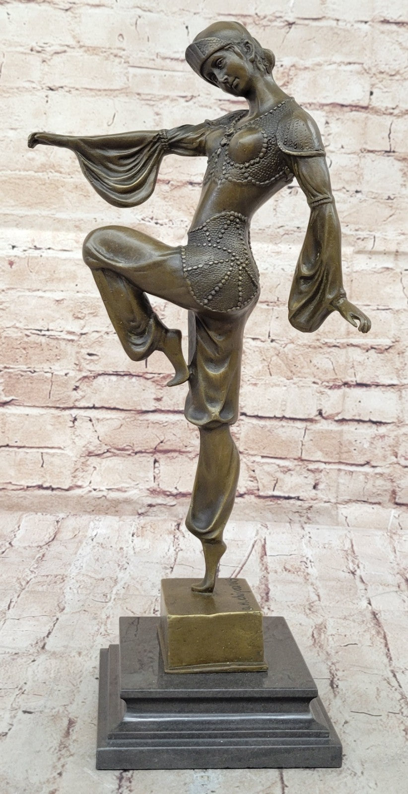 VINTAGE LARGE GIFT DECO DANCER DIMITRI CHIPARUS BRONZE SCULPTURE SIGNED FIGURE