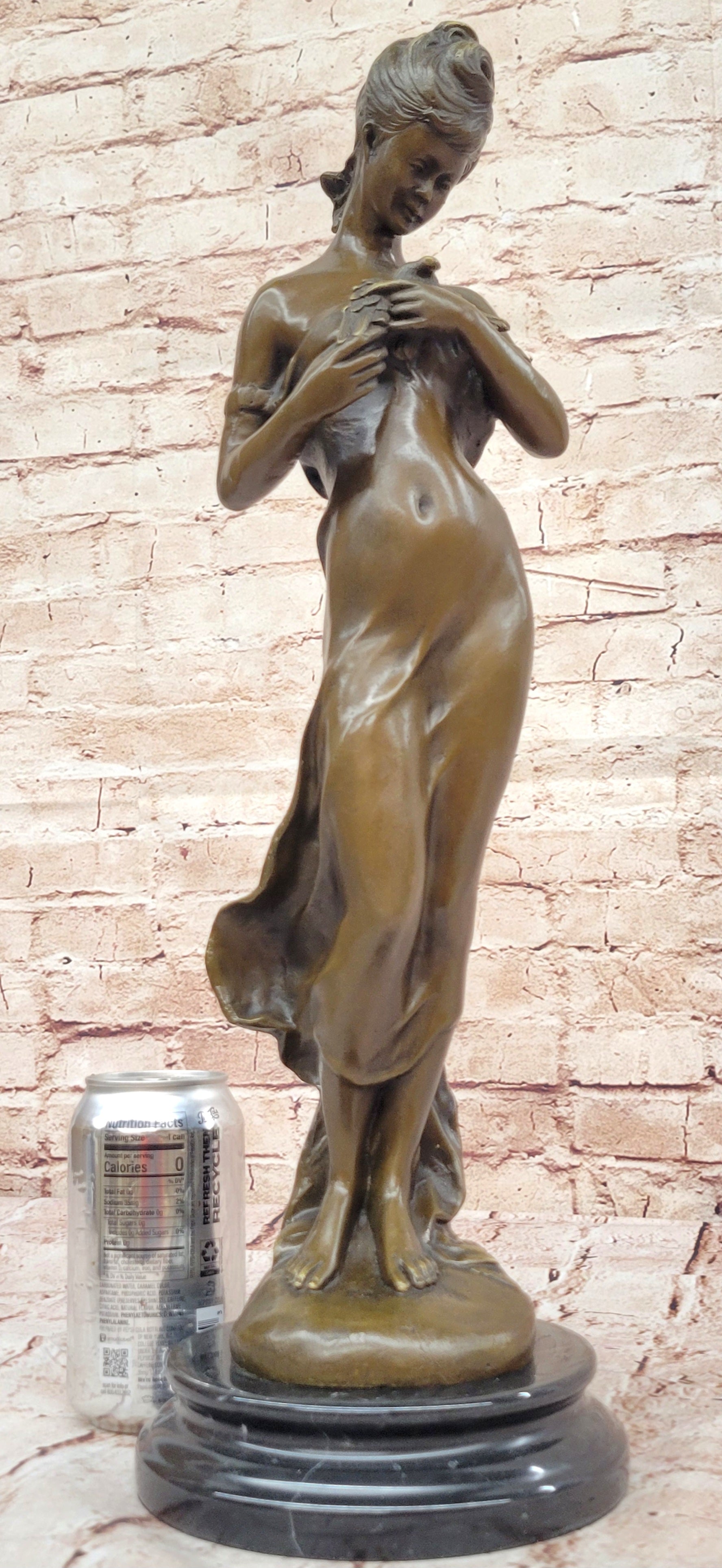 Nude Genuine Solid bronze Sculpture SALE Bird W/ Woman by Jean Patoue