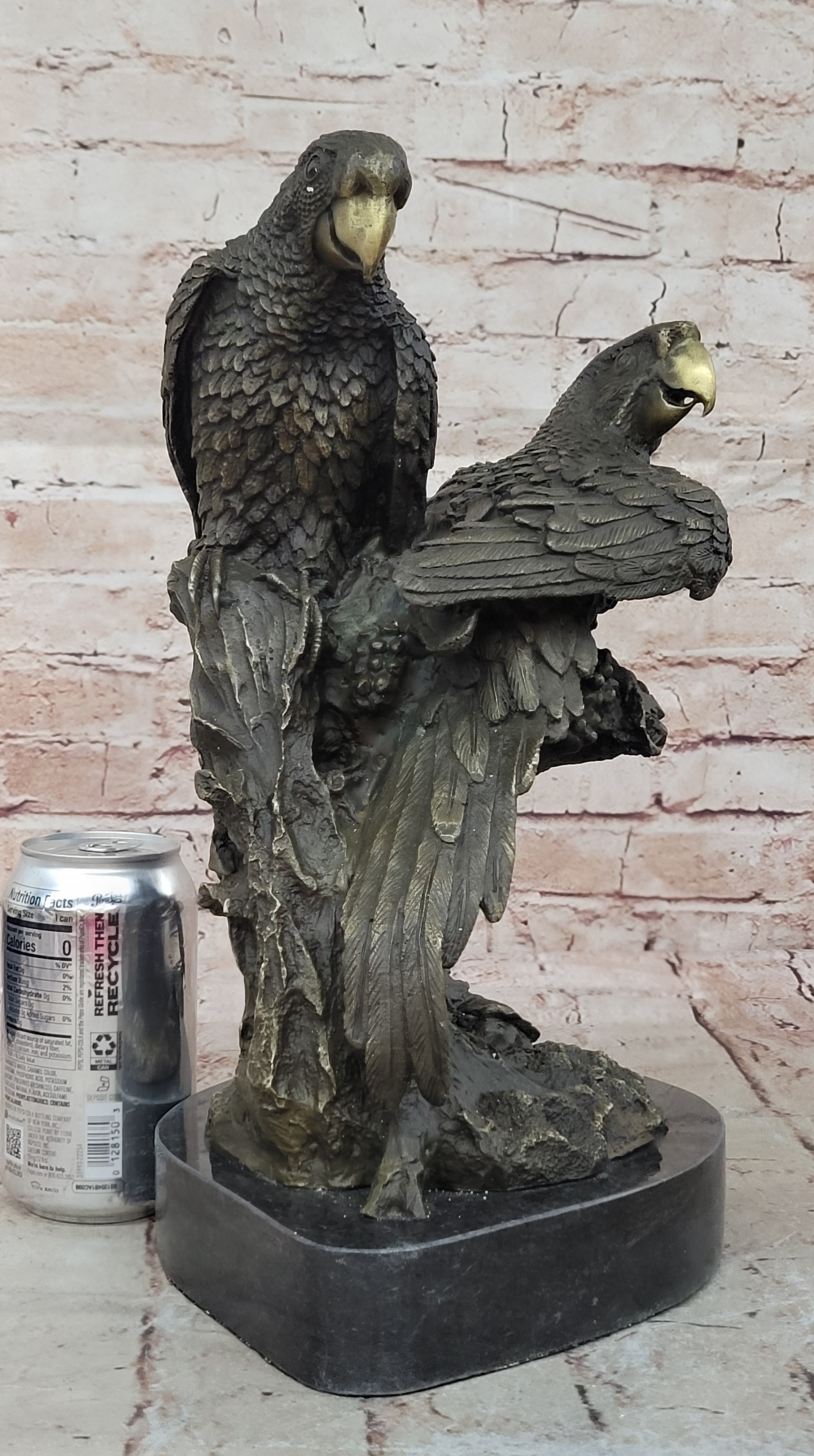 Handcrafted bronze sculpture SALE Parrots Brazilian Two Milo Original Signed dec