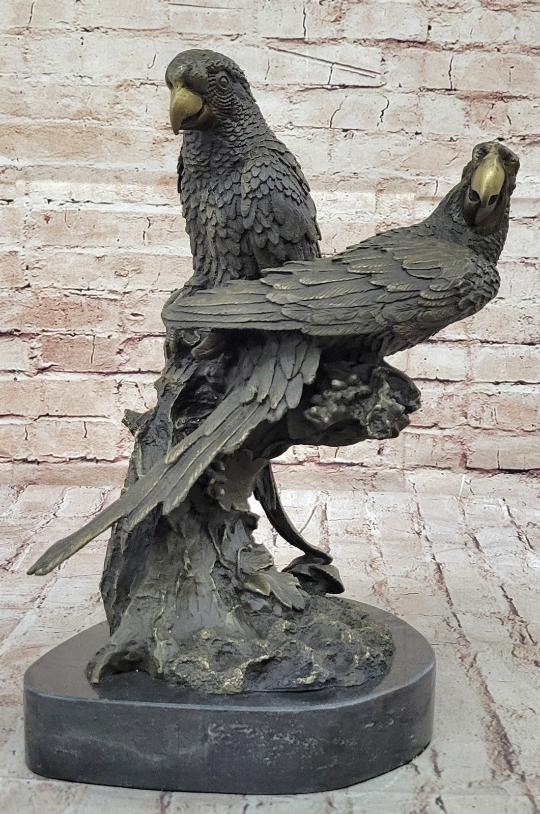 Handcrafted bronze sculpture SALE Parrots Brazilian Two Milo Original Signed dec