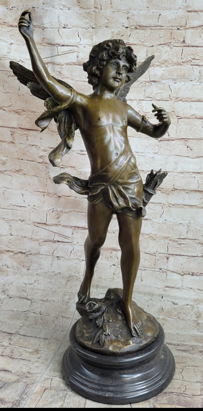 Signed Moreau Guardian Angel From Heaven Bronze Statue Sculpture Figurine Figure