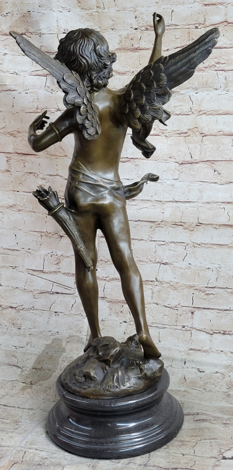 Signed Moreau Guardian Angel From Heaven Bronze Statue Sculpture Figurine Figure