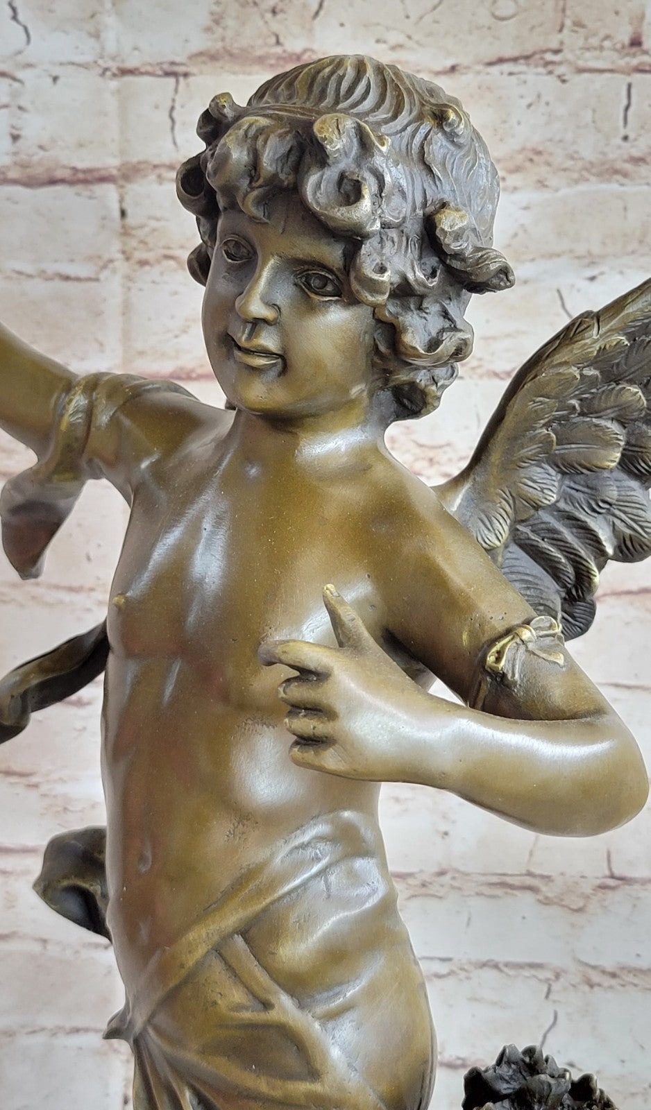 Signed Moreau Guardian Angel From Heaven Bronze Statue Sculpture Figurine Figure