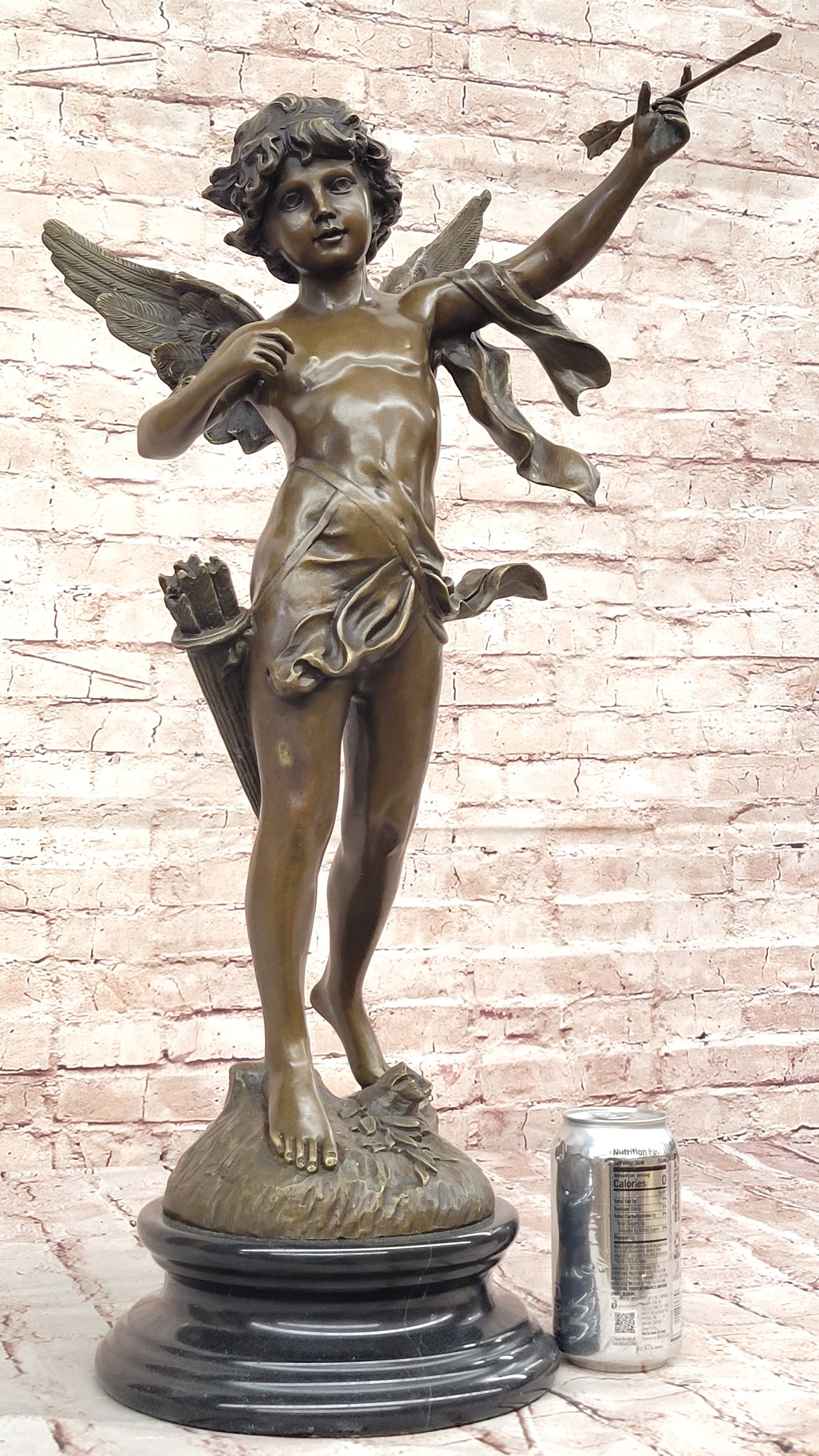 Handmade Large Putti Bronze Sculpture by Augustine Moreau Home Decoration