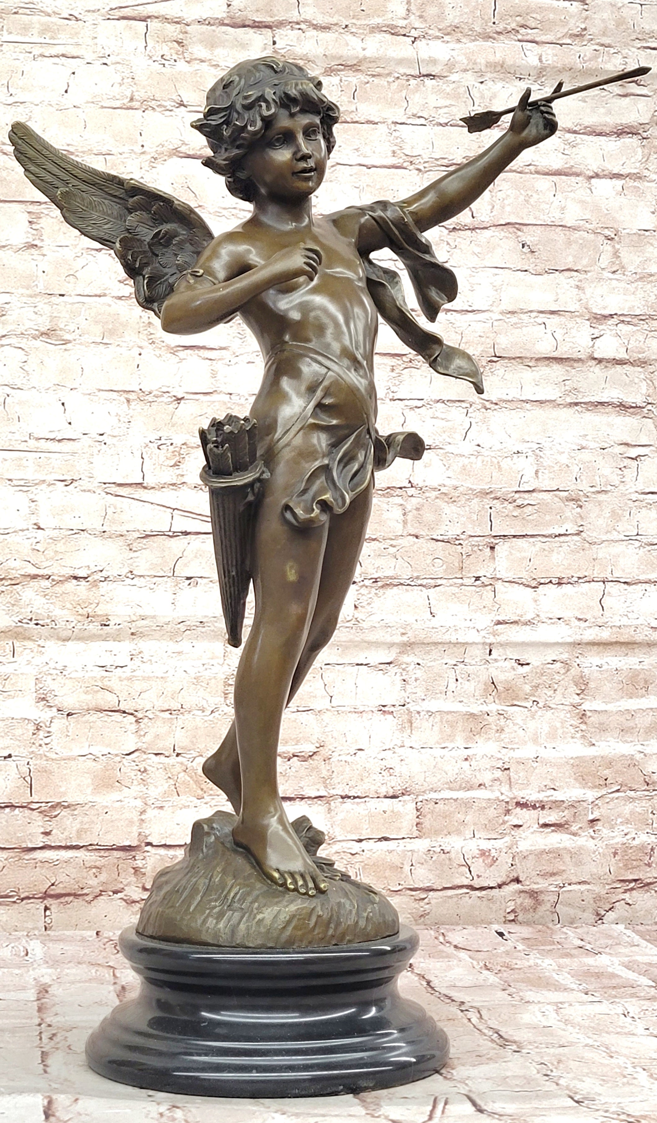 Handmade Large Putti Bronze Sculpture by Augustine Moreau Home Decoration