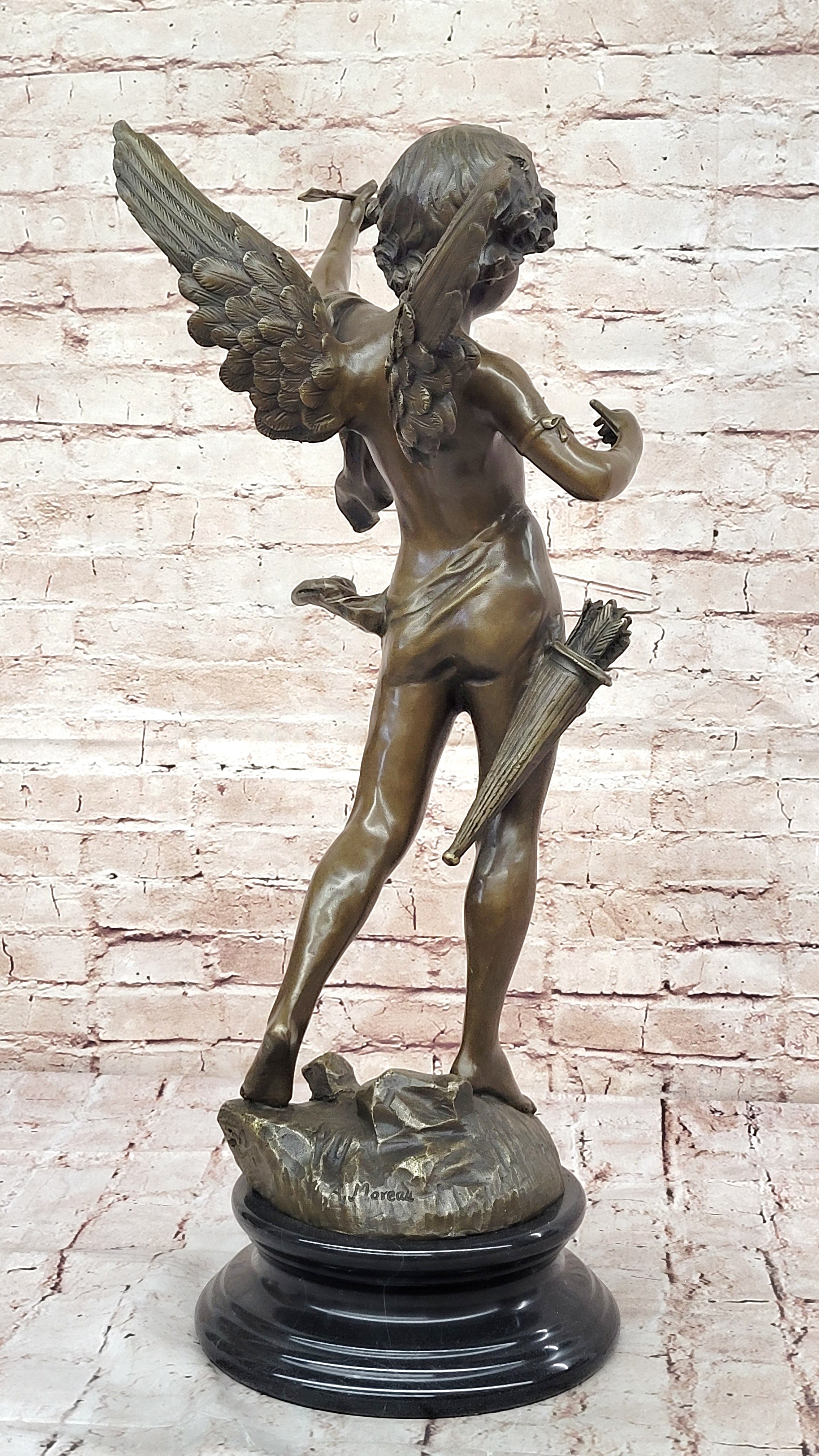 Handmade Large Putti Bronze Sculpture by Augustine Moreau Home Decoration